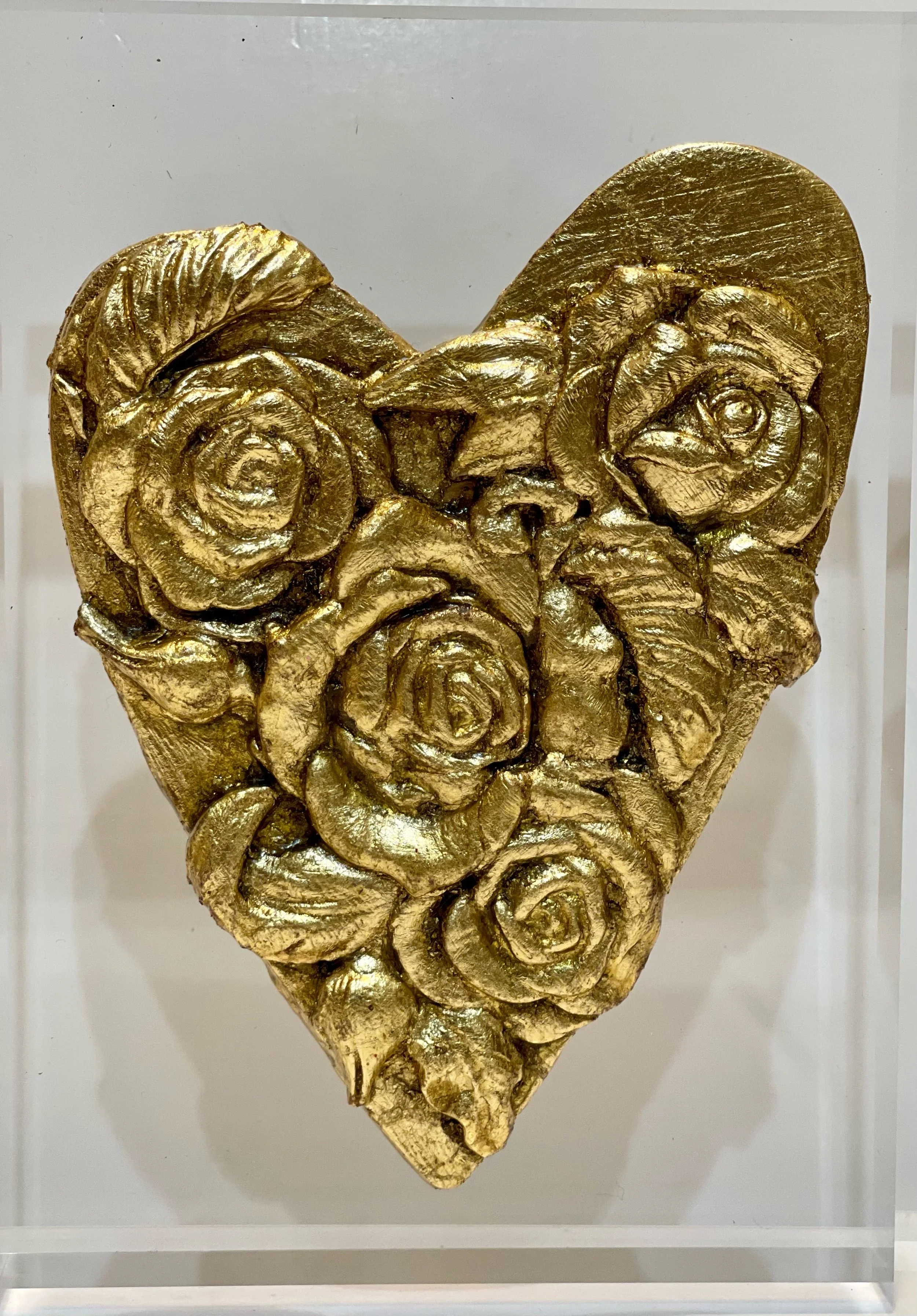 Gold Leaf Botanical Heart on Acrylic