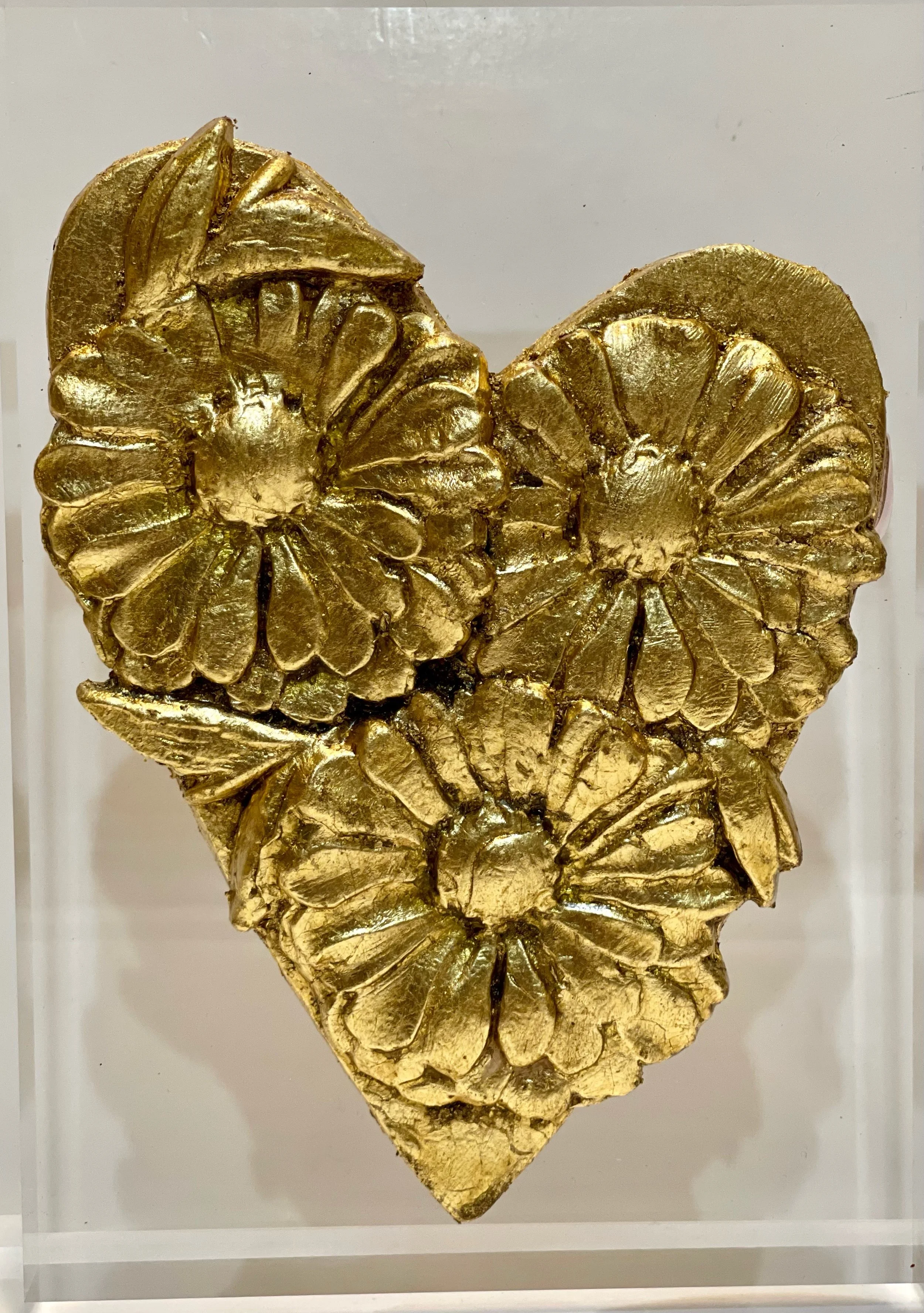 Gold Leaf Botanical Heart on Acrylic