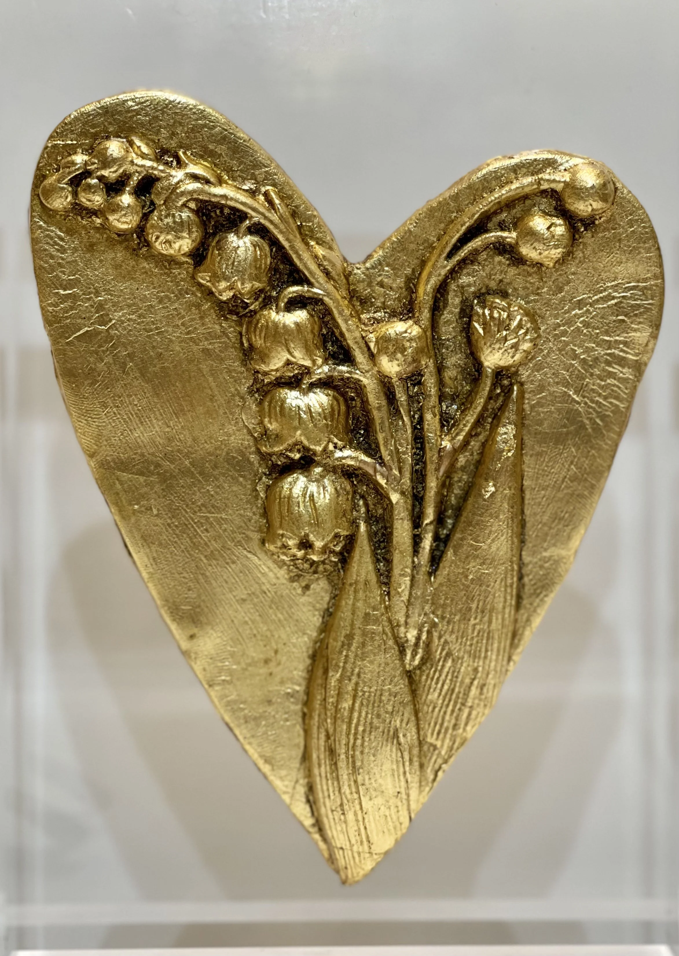Gold Leaf Botanical Heart on Acrylic
