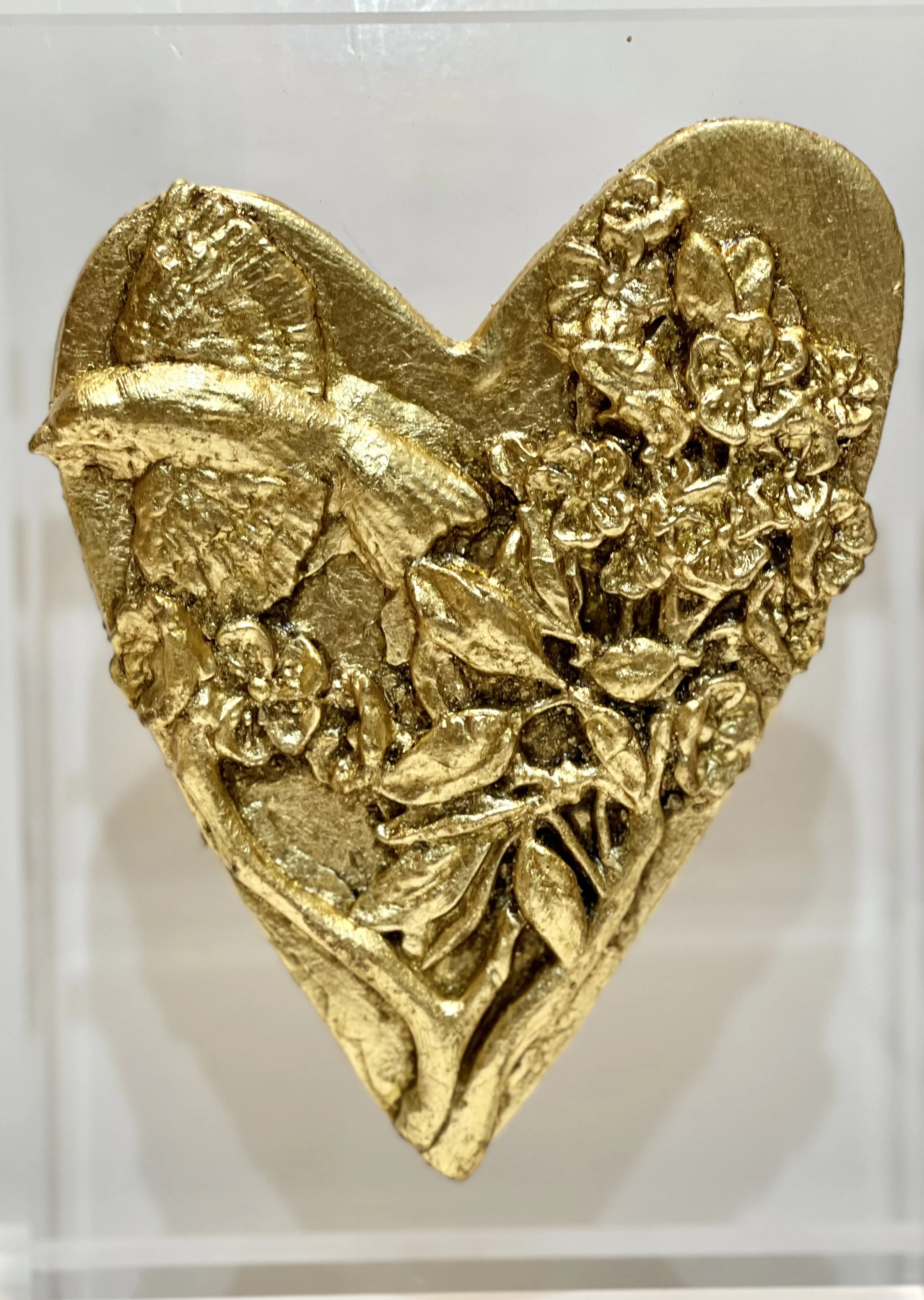 Gold Leaf Botanical Heart on Acrylic
