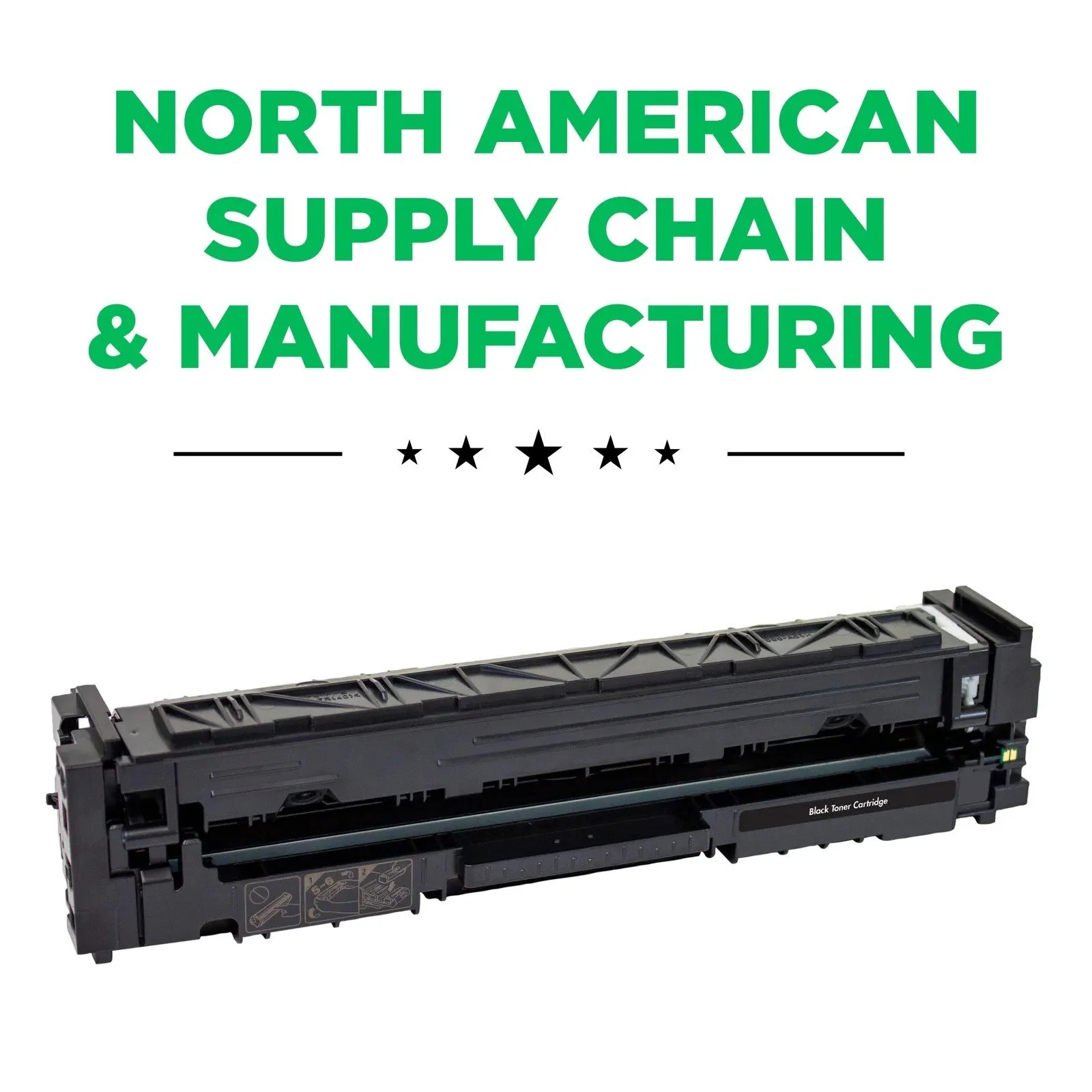 A toner cartridge  'North American Supply Chain & Manufacturing'