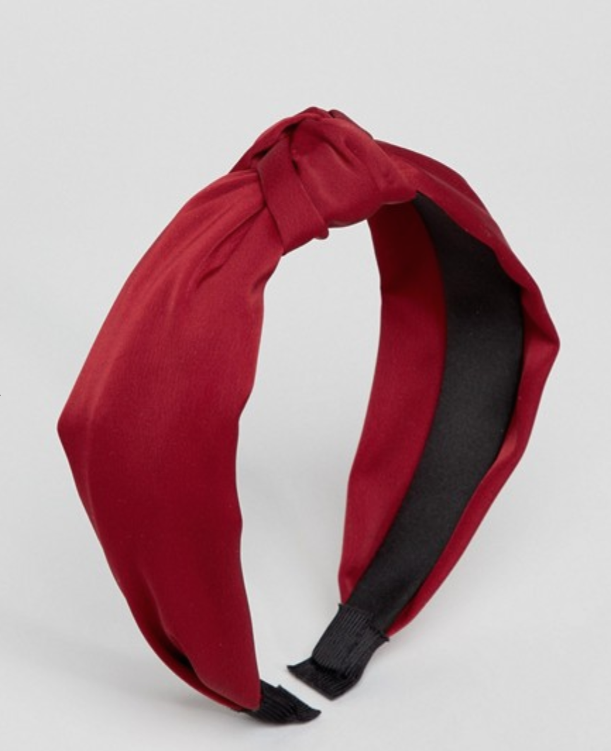 Red knotted headband
