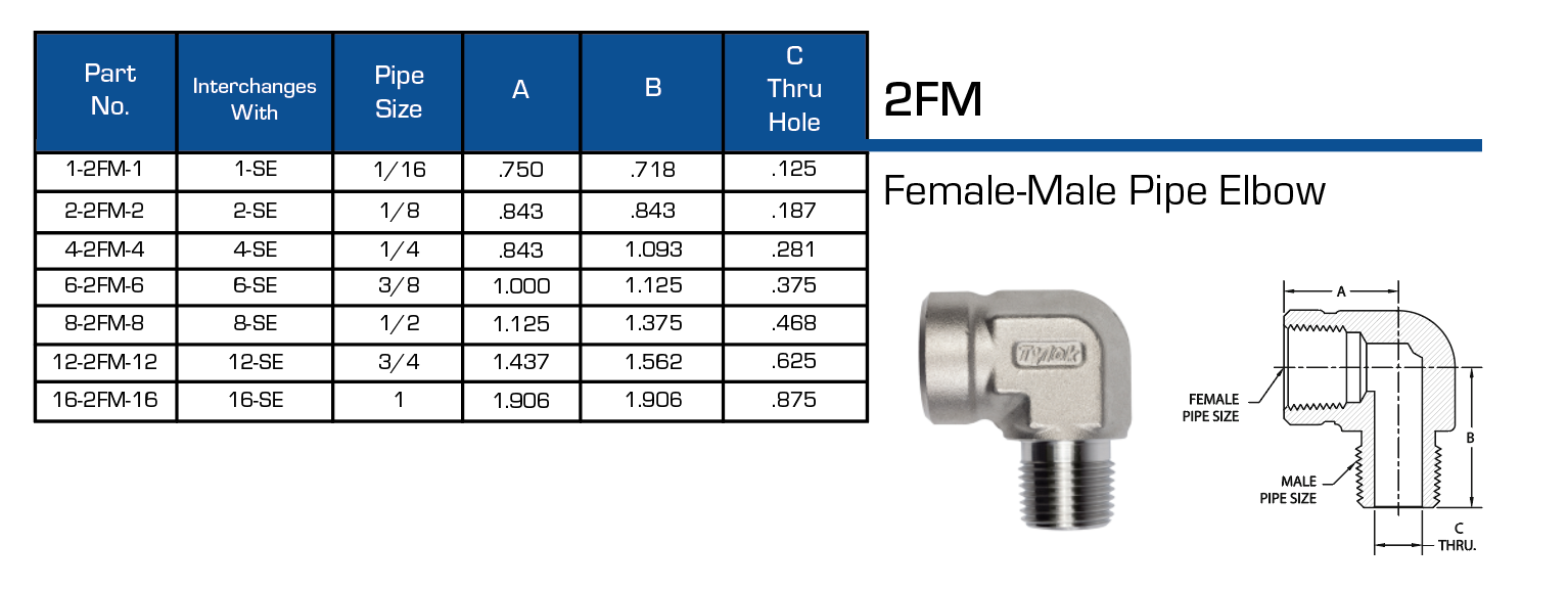 1/2" Male NPT x 1/2" Female NPT Tylok Street Elbow