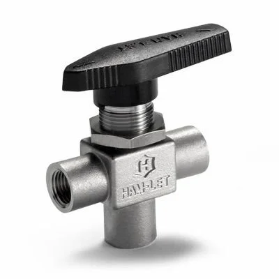 800 Series Compact 1-Piece Ball Valve 3-Port 1/4" Female NPT x 1/4" Female NPT x 1/4" Female NPT