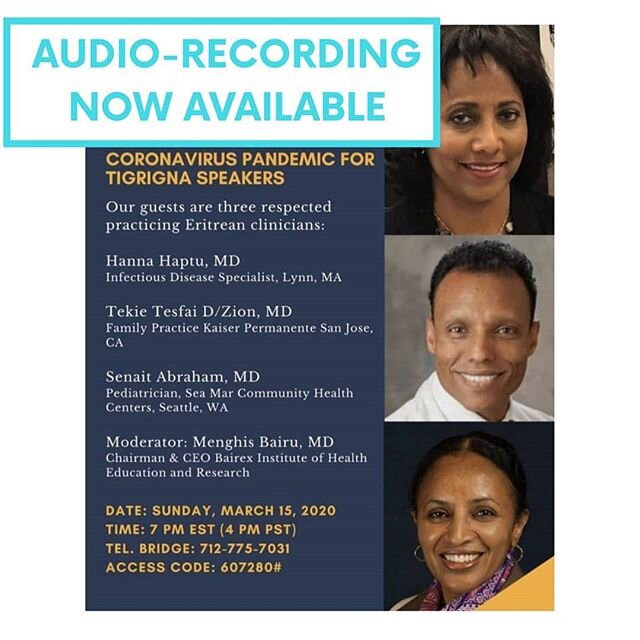 Did you miss the teleconference about Coronavirus this Sunday?!?
.
.
.
The audio-recording is now available!! Please find the link in our bio!!
.
.
.
We continue to update our website with new information on Coronavirus in Tigrinya and Arabic. Visit 
