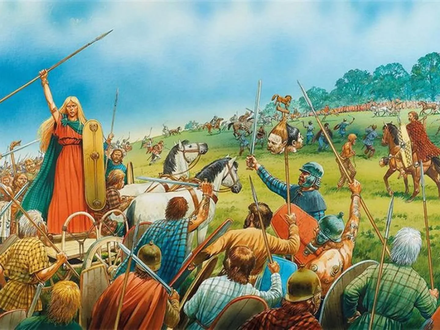 ⚔️ Boudicca's Revolt Part 2: The Battle of Watling Street ⚔️

With 3 cities sacked and 80,000 dead, the governor Suetonius Paulinus finally gathered a legion, part of another, and auxilia (totalling ~10,000 men) and faced the much larger host of #Bou