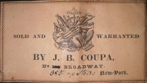 J.B. Coupa label, c. 1841-1843