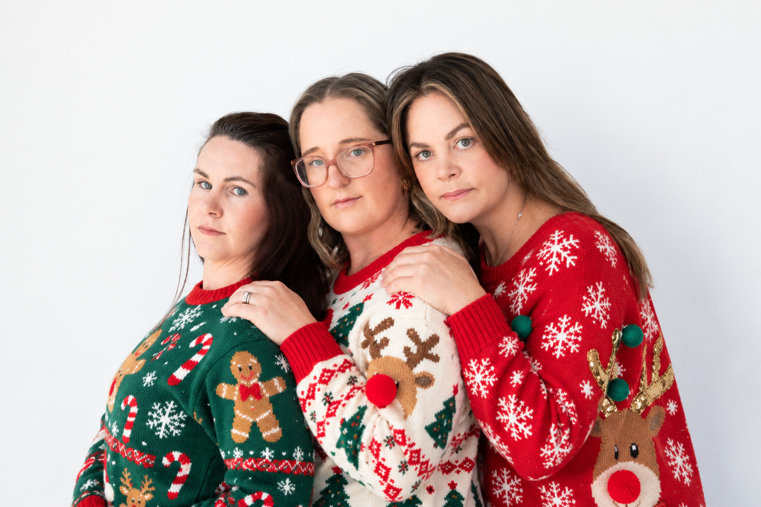 Festive Trio in Ugly Christmas Sweaters.png