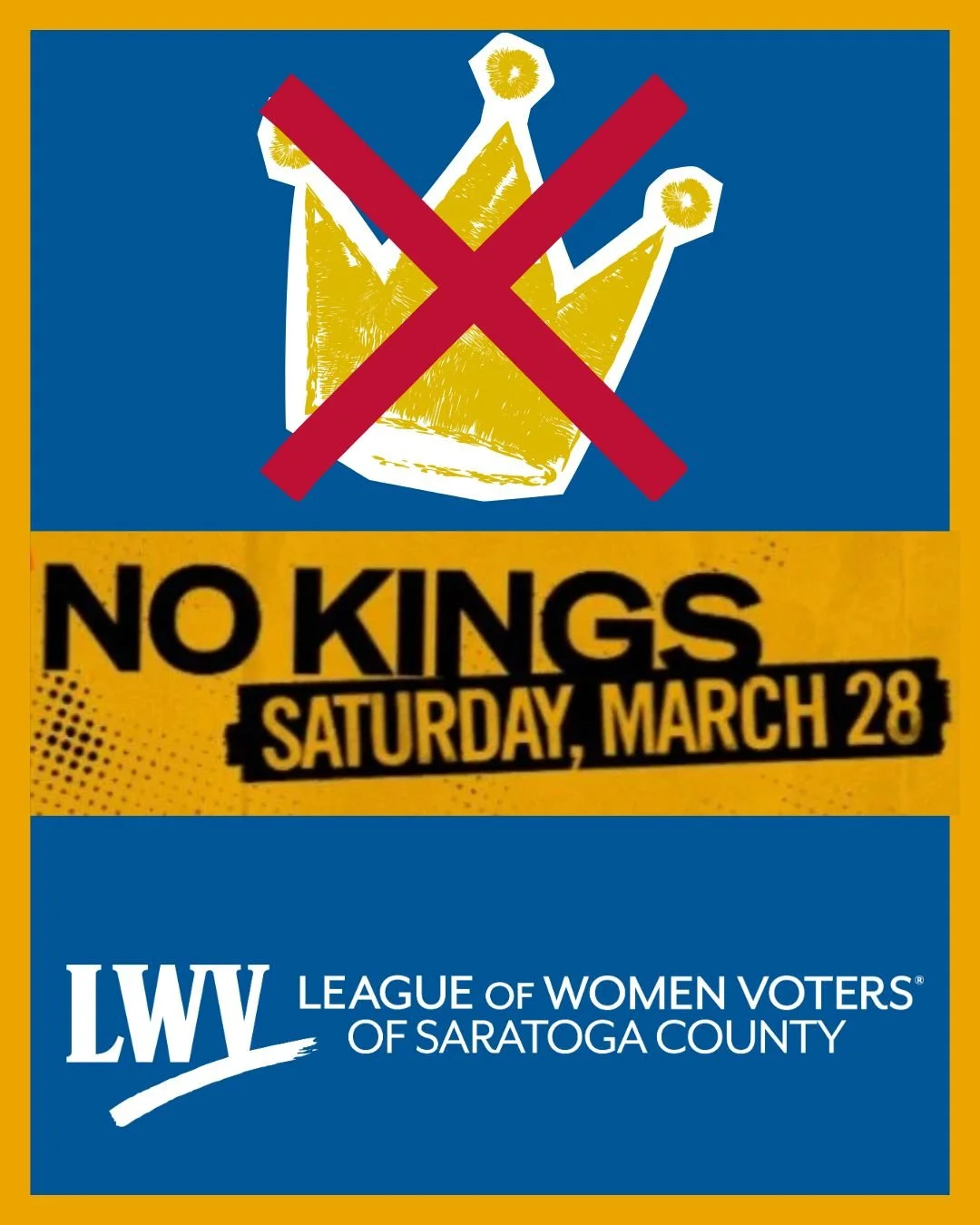 🚨 THIS SATURDAY 🚨 

The League of Women Voters is an official partner for this day of mobilization to stand in solidarity against hate and authoritarianism. LWV of Saratoga County encourages members to participate in a nonpartisan manner. We stand 