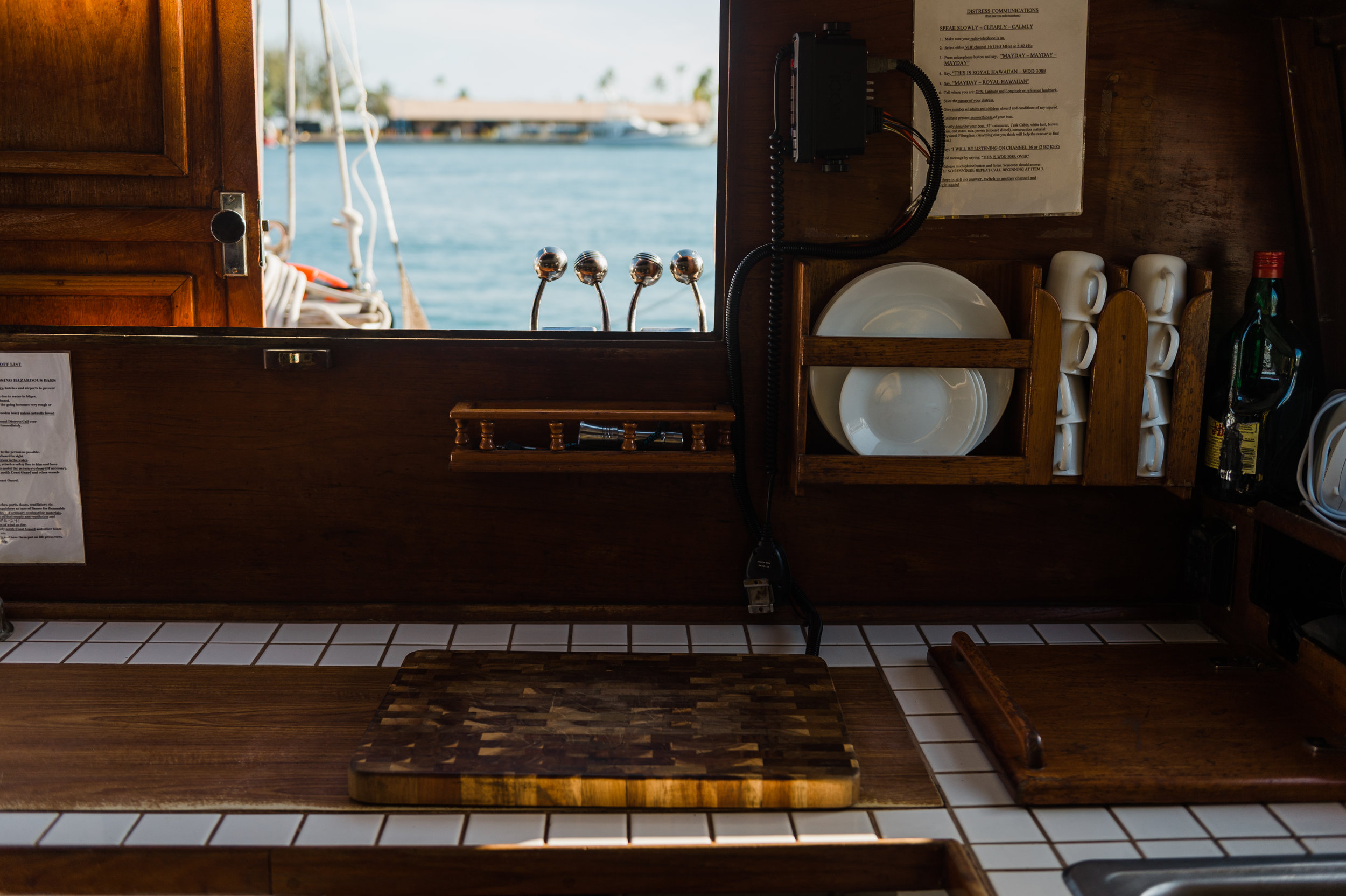 Bar on a catamaran