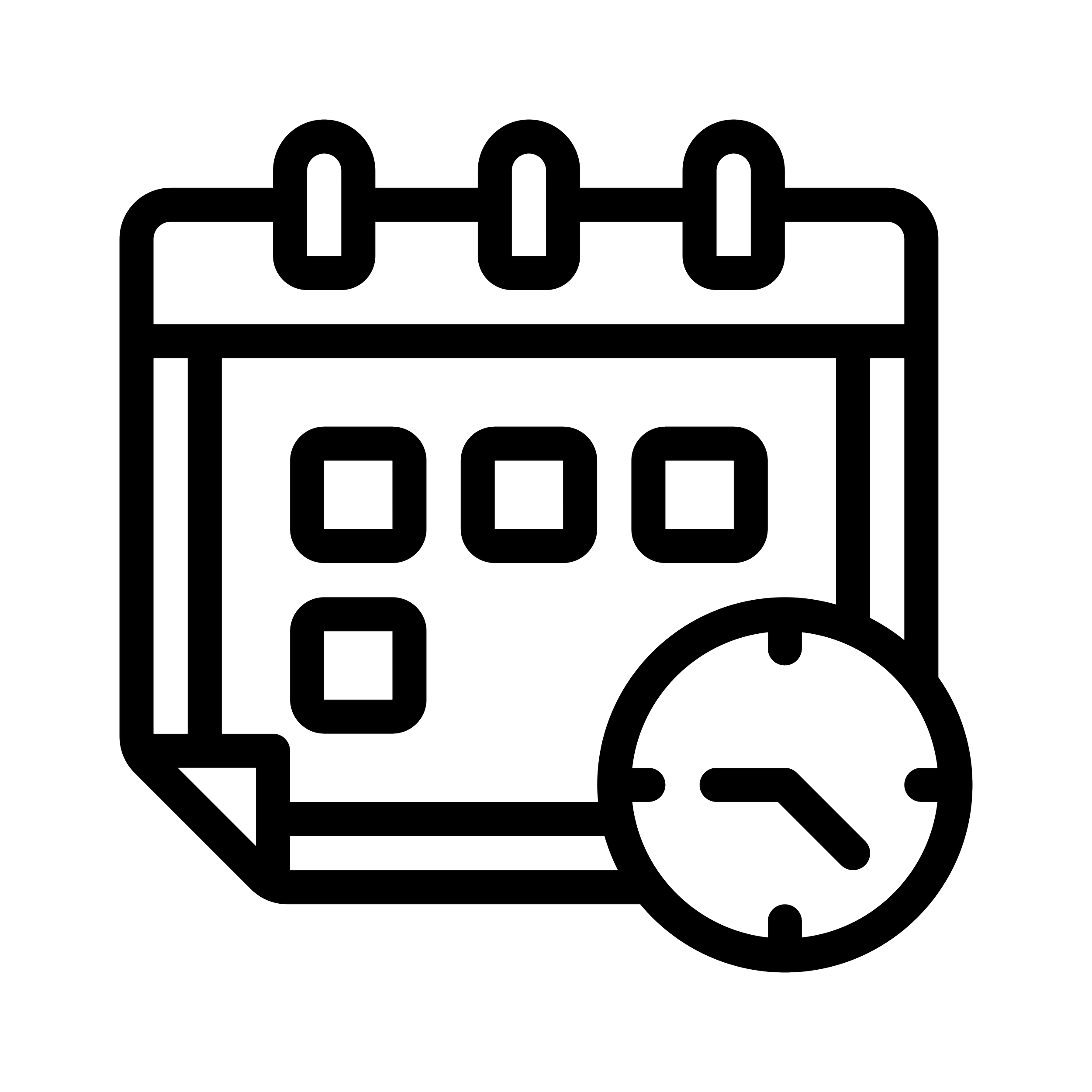 Outline of a calendar with a clock overlay, representing scheduling or time management.