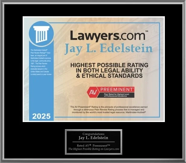 Lawyers.com AV-PREEMINENT Award for 2025 - Jay Edelstein