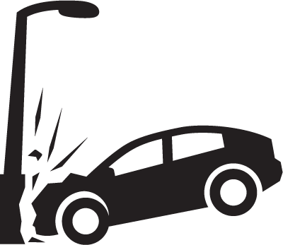 Car crash into a streetlamp