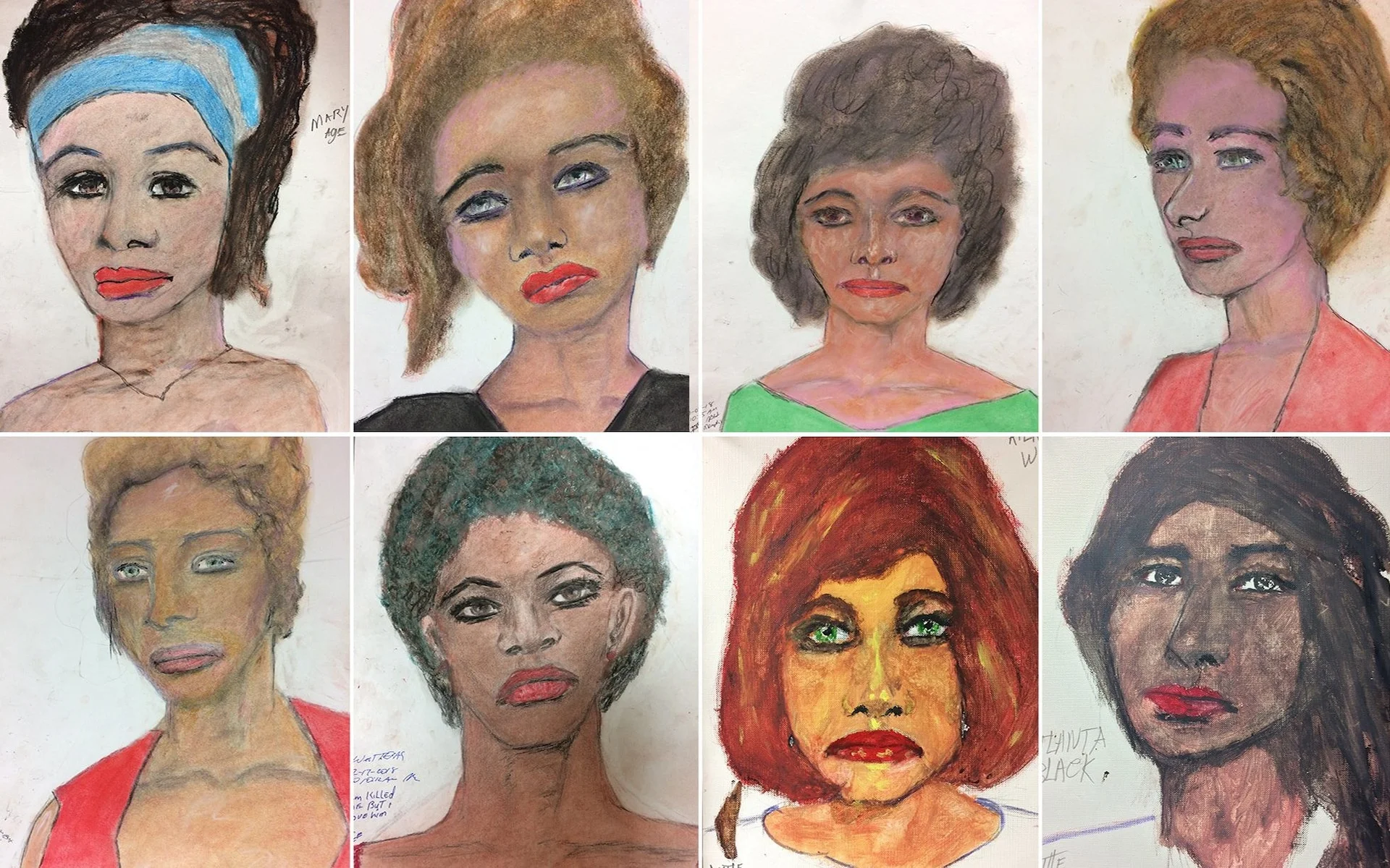 Serial killer draws images of his victims to help police identify them. 