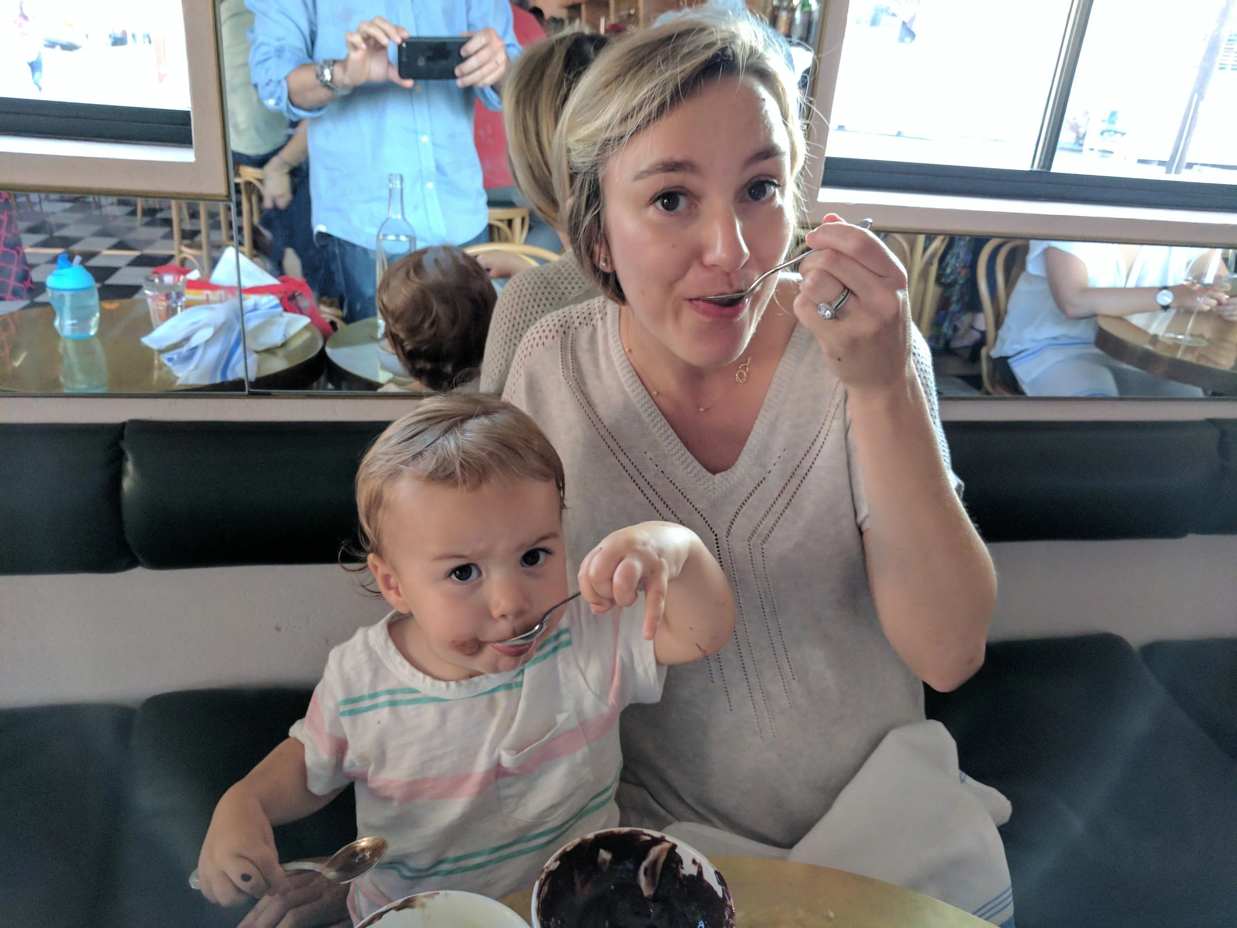 A few board books and the promise (or bribe?) of chocolate ice cream kept Thomas engaged for an entire lunch at the upscale June's All Day in Austin. 