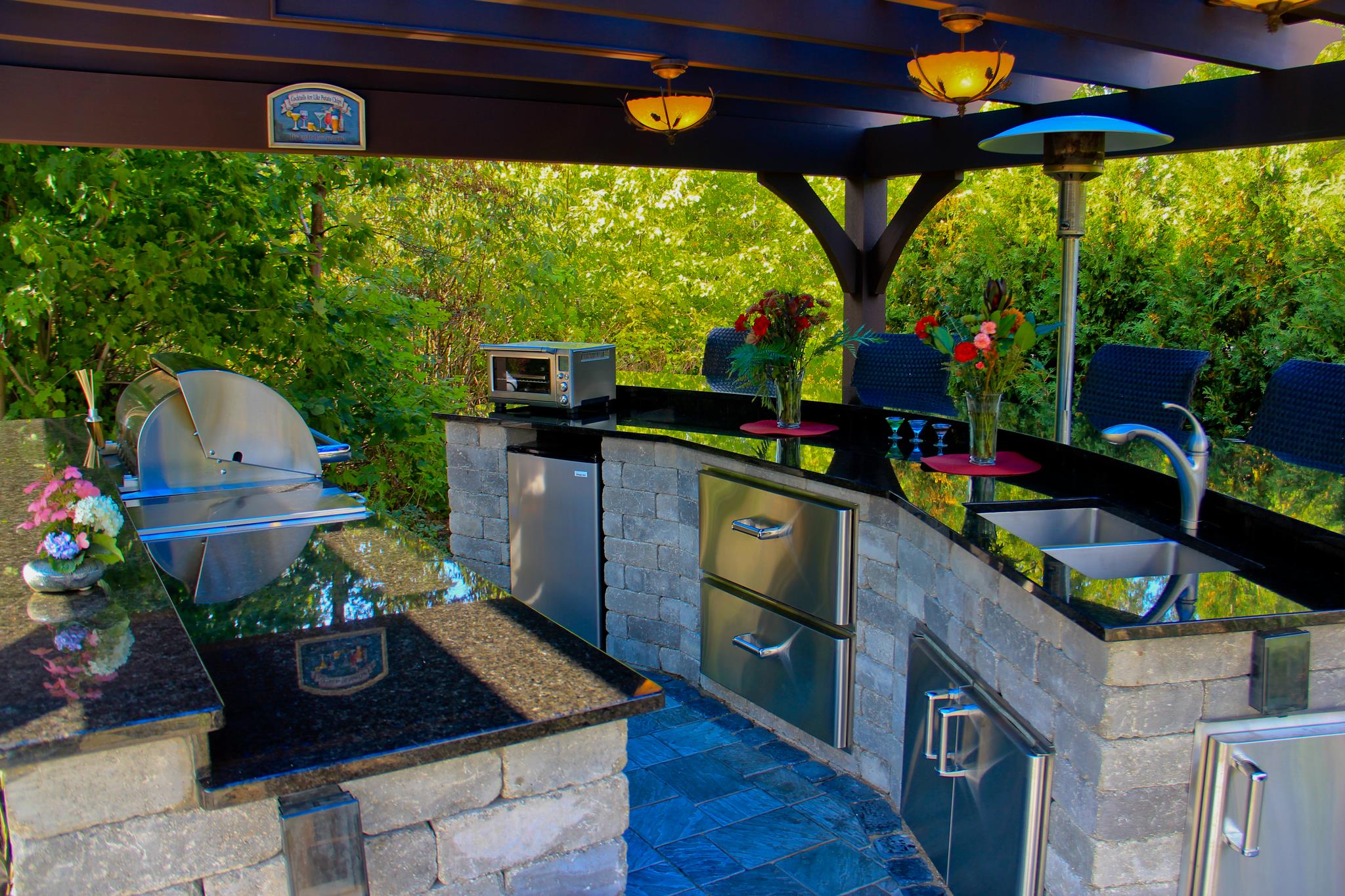 Outdoor kitchen, pavilion and patio pavers in West Bloomfield Township, MI