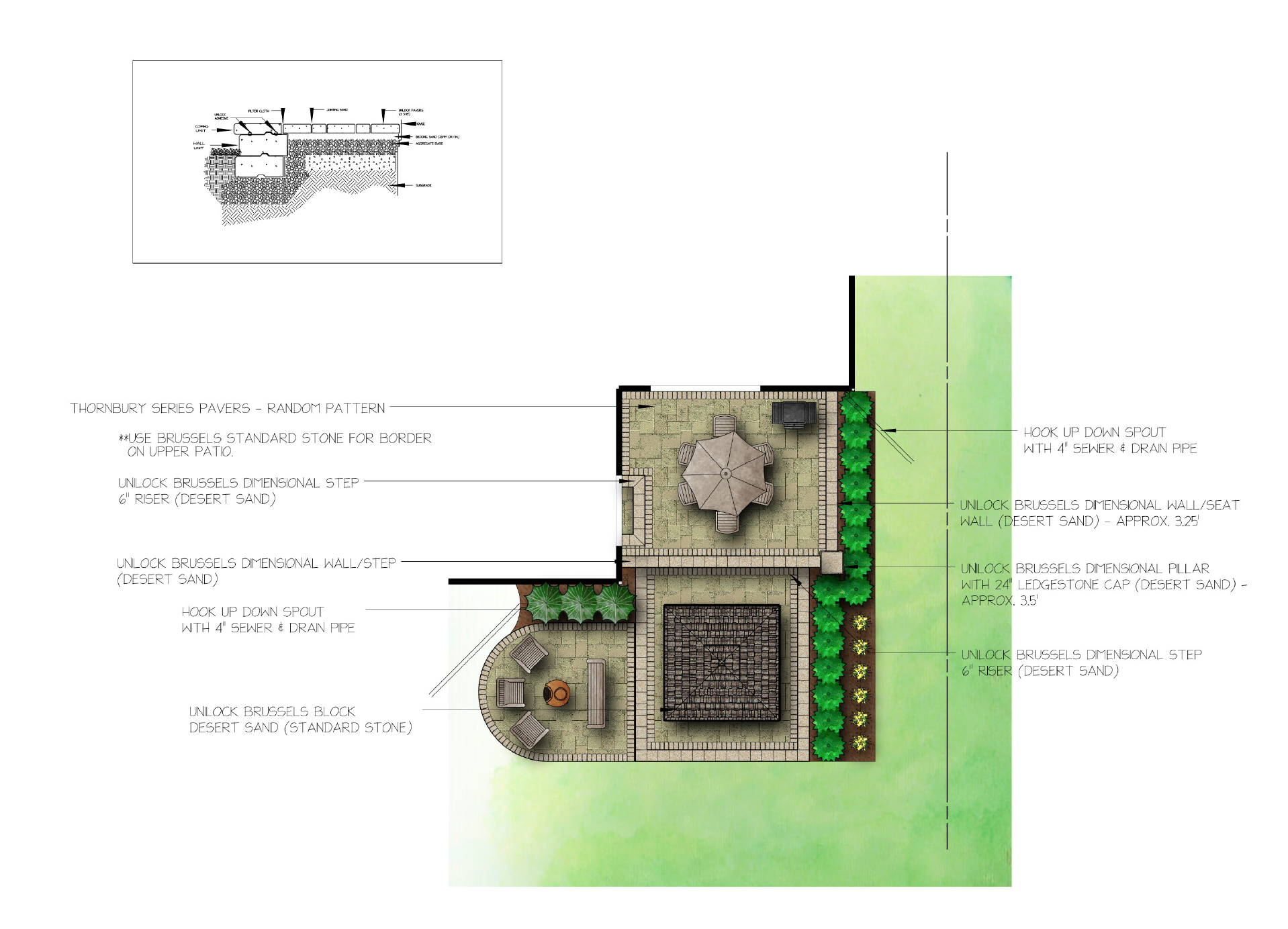 Top quality landscape design with brick patio in Orchard Lake, MI