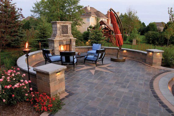 Outdoor Fireplace In Rochester Hills, Paver Patios With Fireplaces