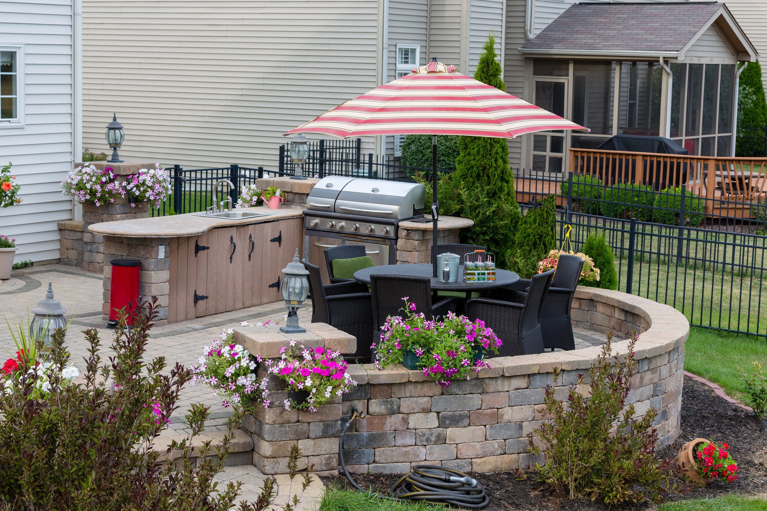 Brick patio with outdoor kitchen in Oakland Township, MI