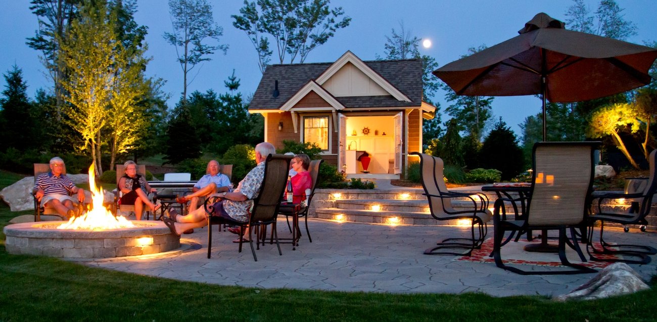 Concrete pavers and outdoor fireplace in Birmingham, MI