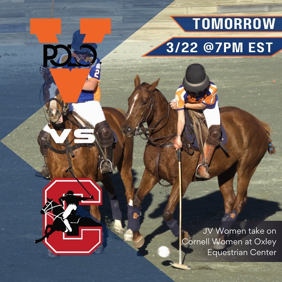 GAME TIME ‼️‼️‼️

Tomorrow, 3/22, four of our JV gals are travelling up north to play Cornell&rsquo;s women&rsquo;s team! 

Good luck tomorrow 💙🧡💙

@cornell_polo 

#pony #polo #polopony #uva #virginia #uspa #uspoloassociation #arenapolo #intercoll