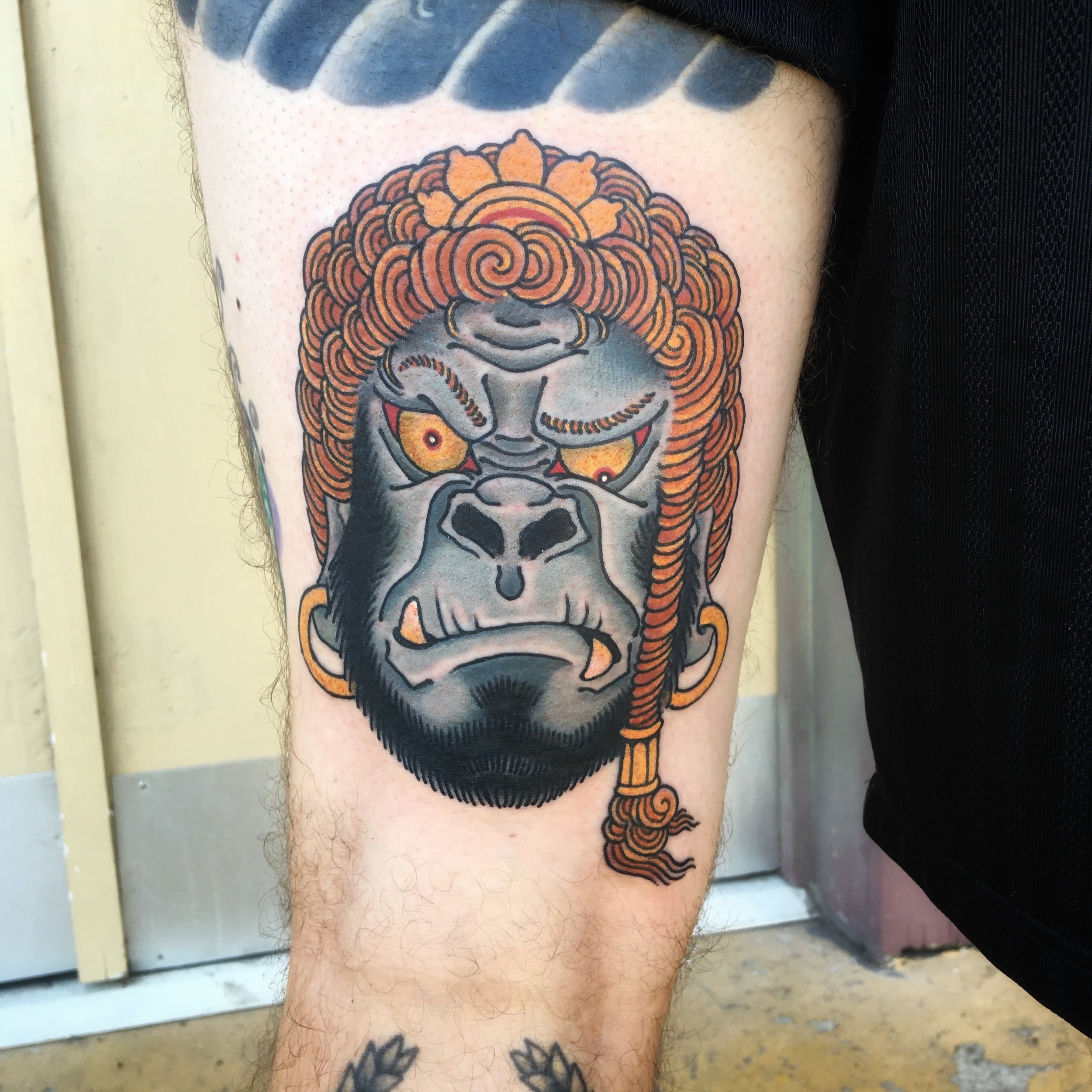 Black Monkey King With Dragon Tattoo On Man Full Back