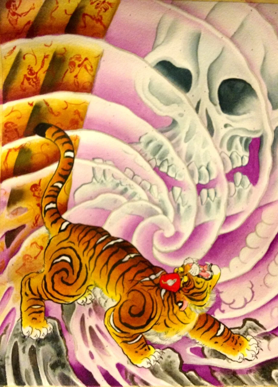 Tiger & Men Skull Art