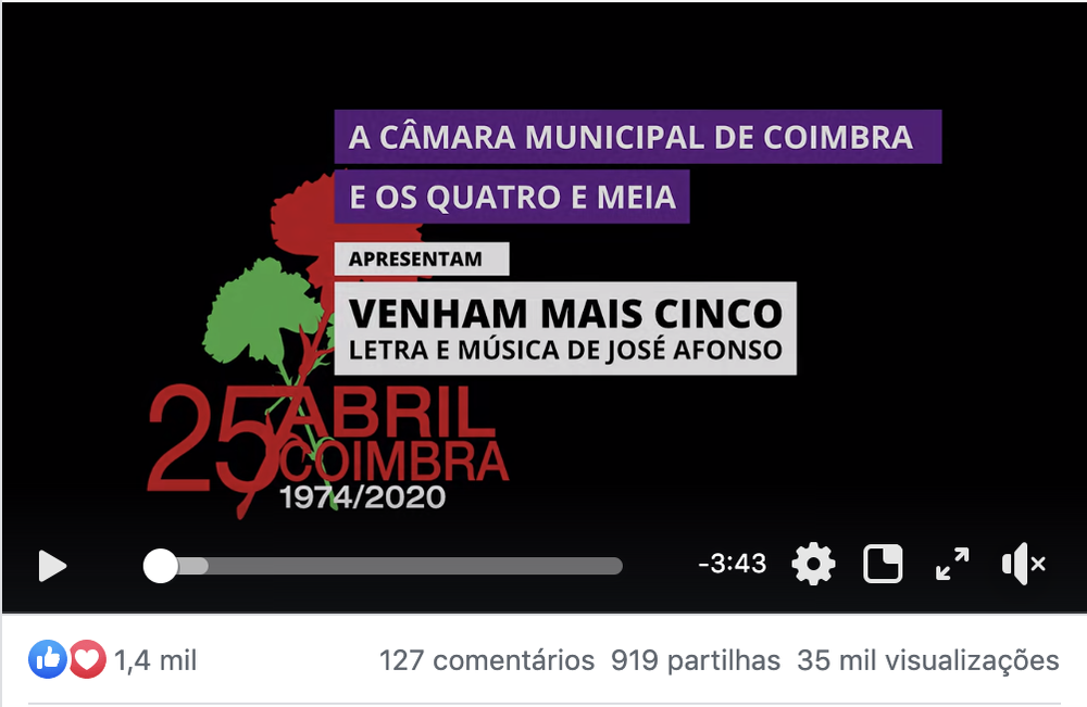 Interpretacao De Venham Mais Cinco Por Os Quatro E Meia Ultrapassa As 35 Mil Visualizacoes Em 2 Dias Coimbraexplore