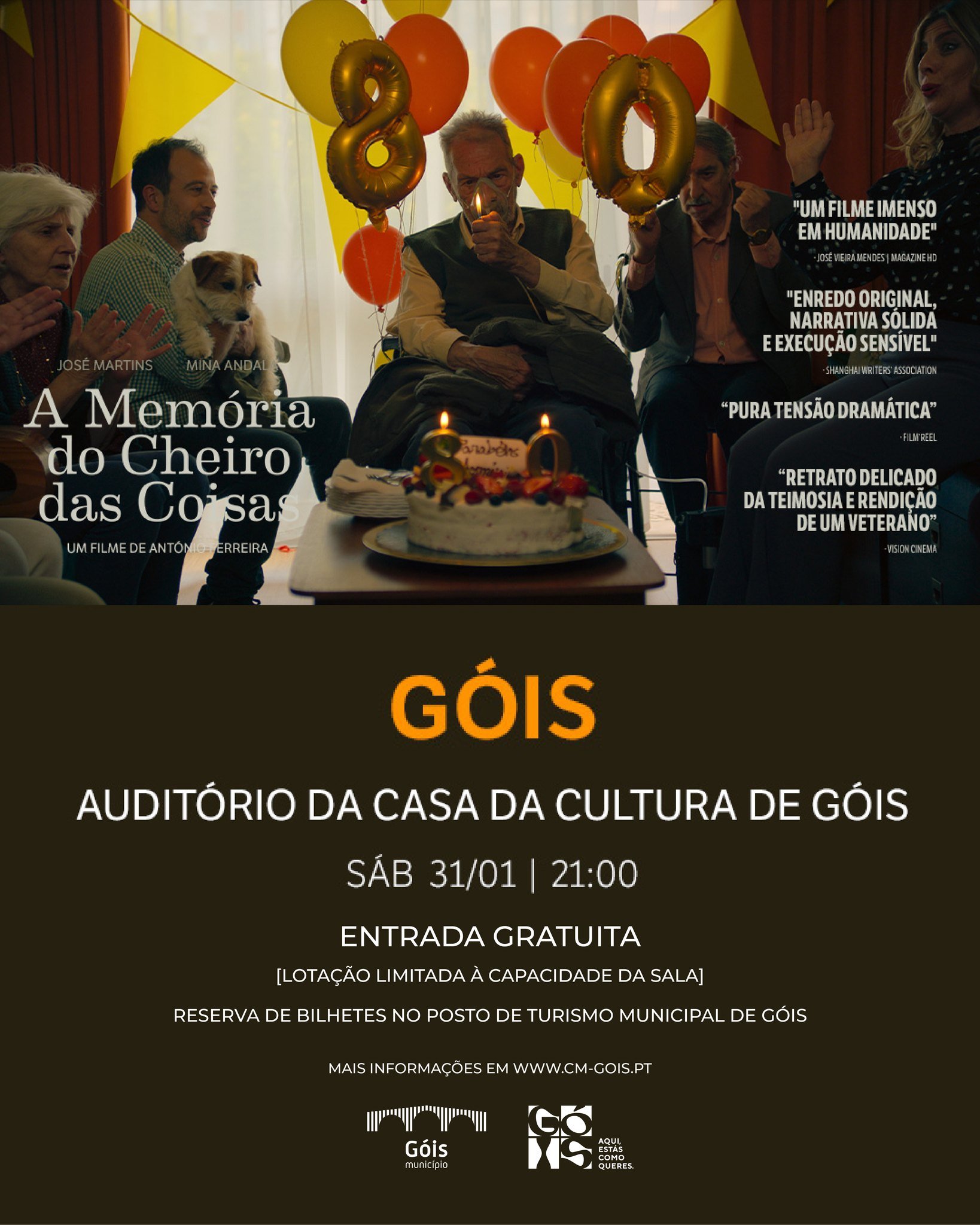 Cinema "𝐀 𝐌𝐞𝐦ó𝐫𝐢𝐚 𝐝𝐨 𝐂𝐡𝐞𝐢𝐫𝐨 𝐝𝐚𝐬 𝐂𝐨𝐢𝐬𝐚𝐬" | Casa da Cultura De Góis