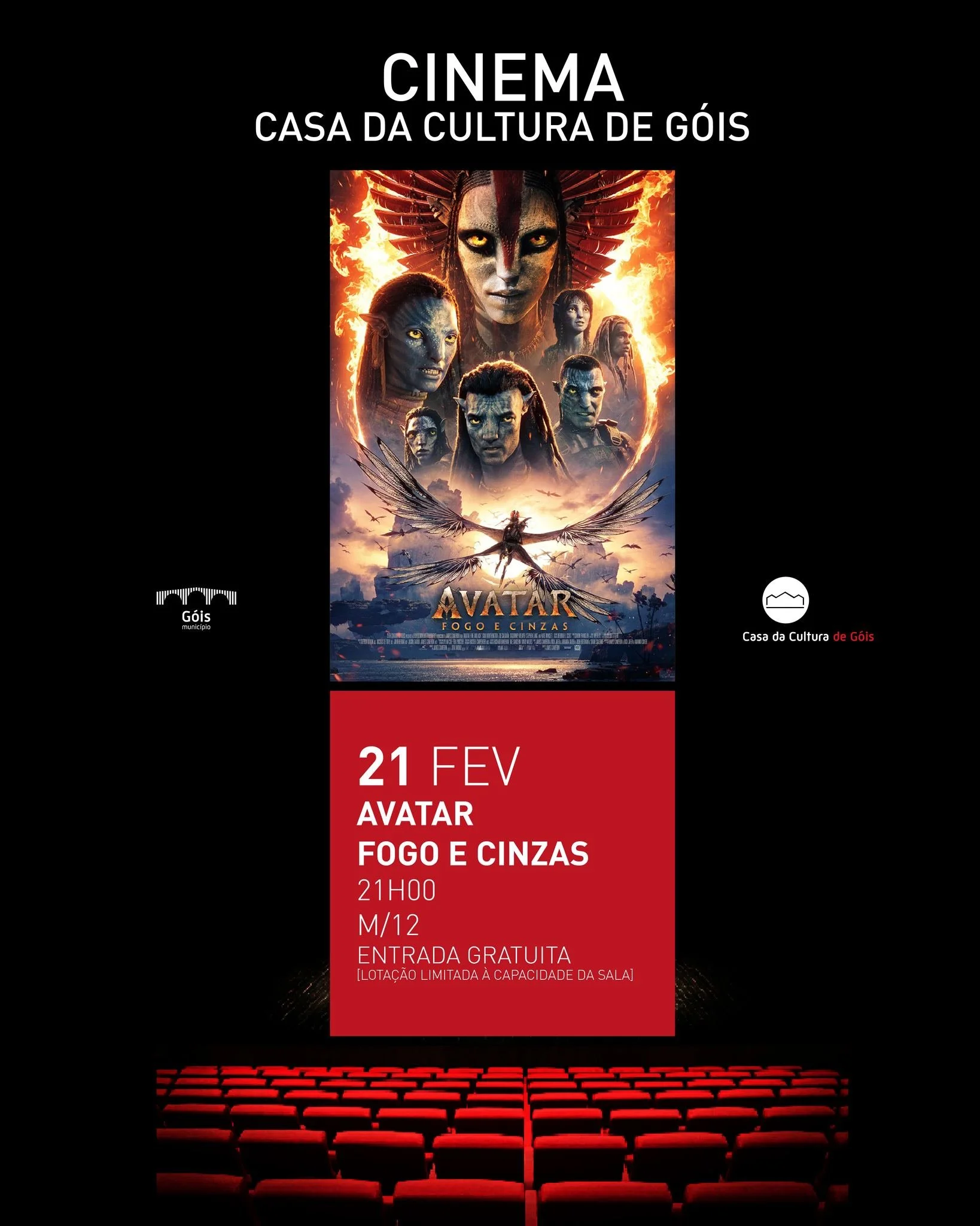 𝐒𝐞𝐬𝐬𝐚̃𝐨 𝐝𝐞 𝐂𝐢𝐧𝐞𝐦𝐚 “𝐀𝐯𝐚𝐭𝐚𝐫: 𝐅𝐨𝐠𝐨 𝐞 𝐂𝐢𝐧𝐳𝐚𝐬” | Casa da Cultura De Góis