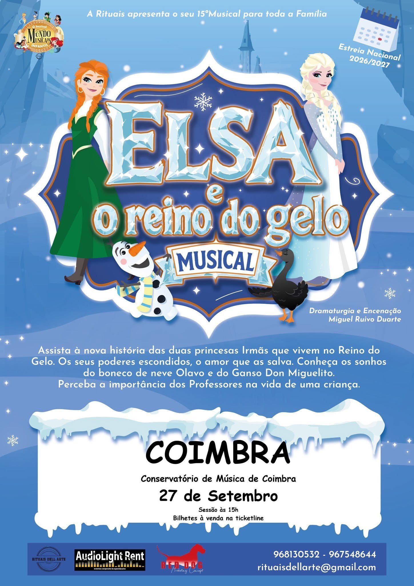 musical ELSA E O REINO DO GELO em Coimbra | Conservatório de Coimbra - Auditório