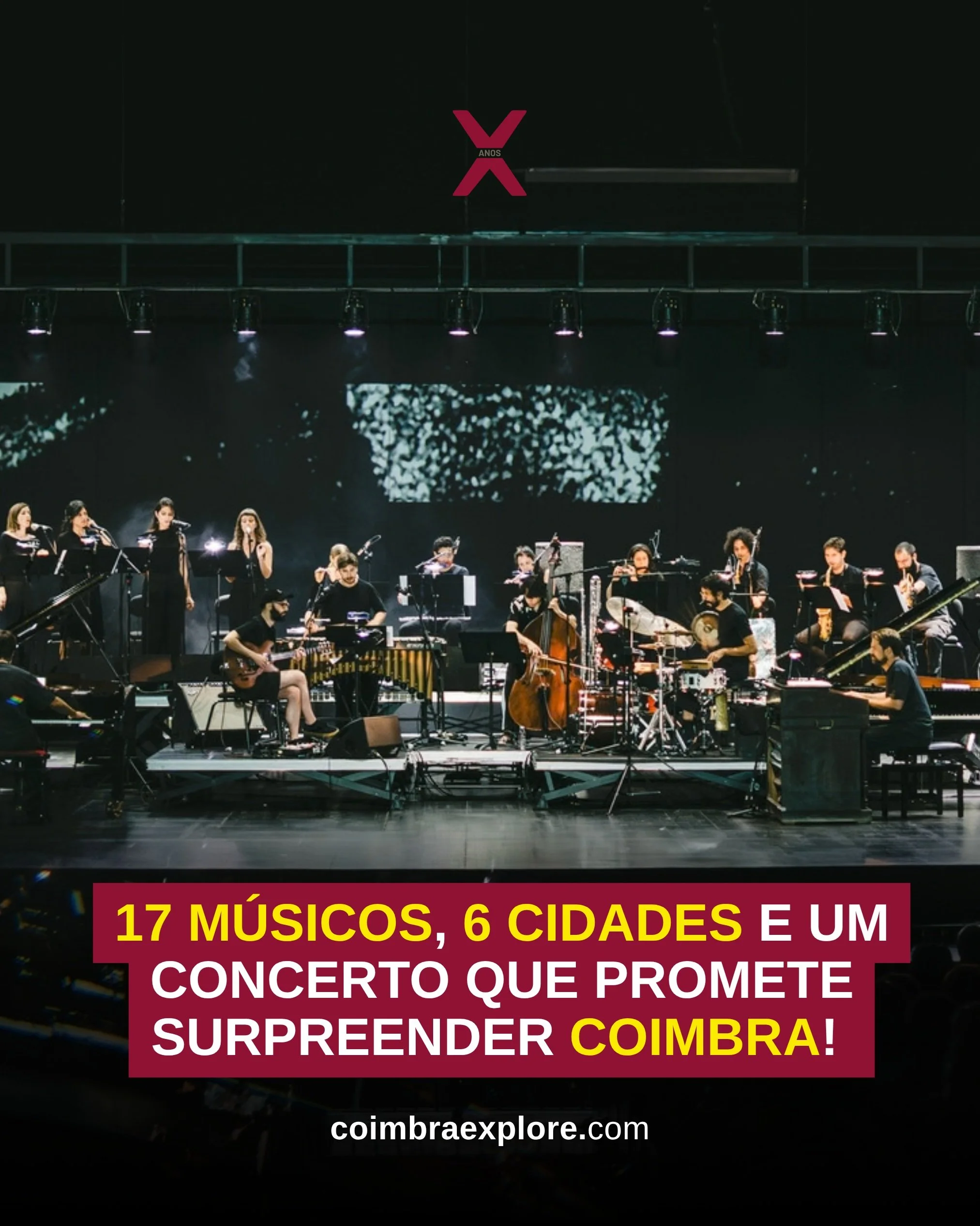 🎷 17 M&Uacute;SICOS, 6 CIDADES E UM CONCERTO QUE PROMETE SURPREENDER COIMBRA! 🔥

E se o jazz deixasse de seguir as regras? 👀🎶

Este s&aacute;bado, 10 de outubro, o palco do TAGV recebe Pedro Melo Alves e o OMNIAE Large Ensemble, uma forma&ccedil;