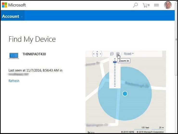 Old Find My Devices page