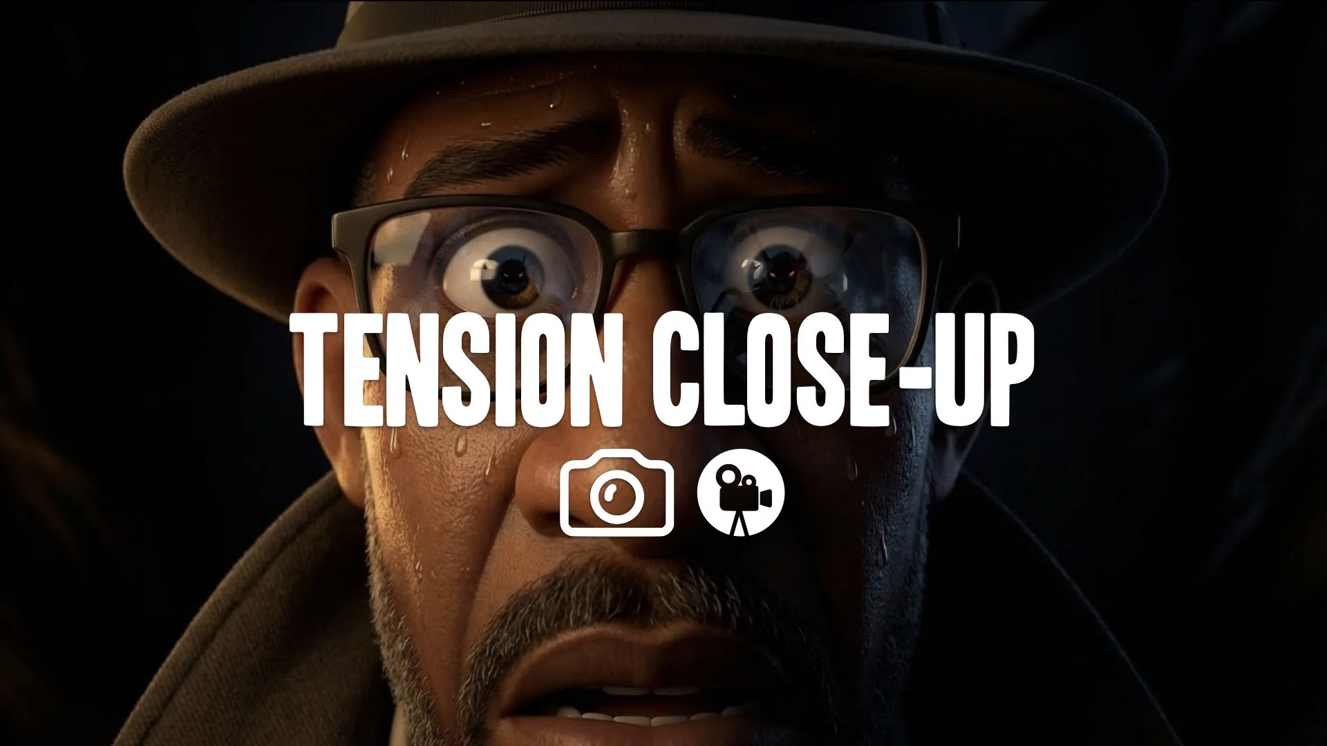 “Keep the character and style. Tighten the shot, add sweat, fear reflections in the eyes, and darkness encroaching. No music”