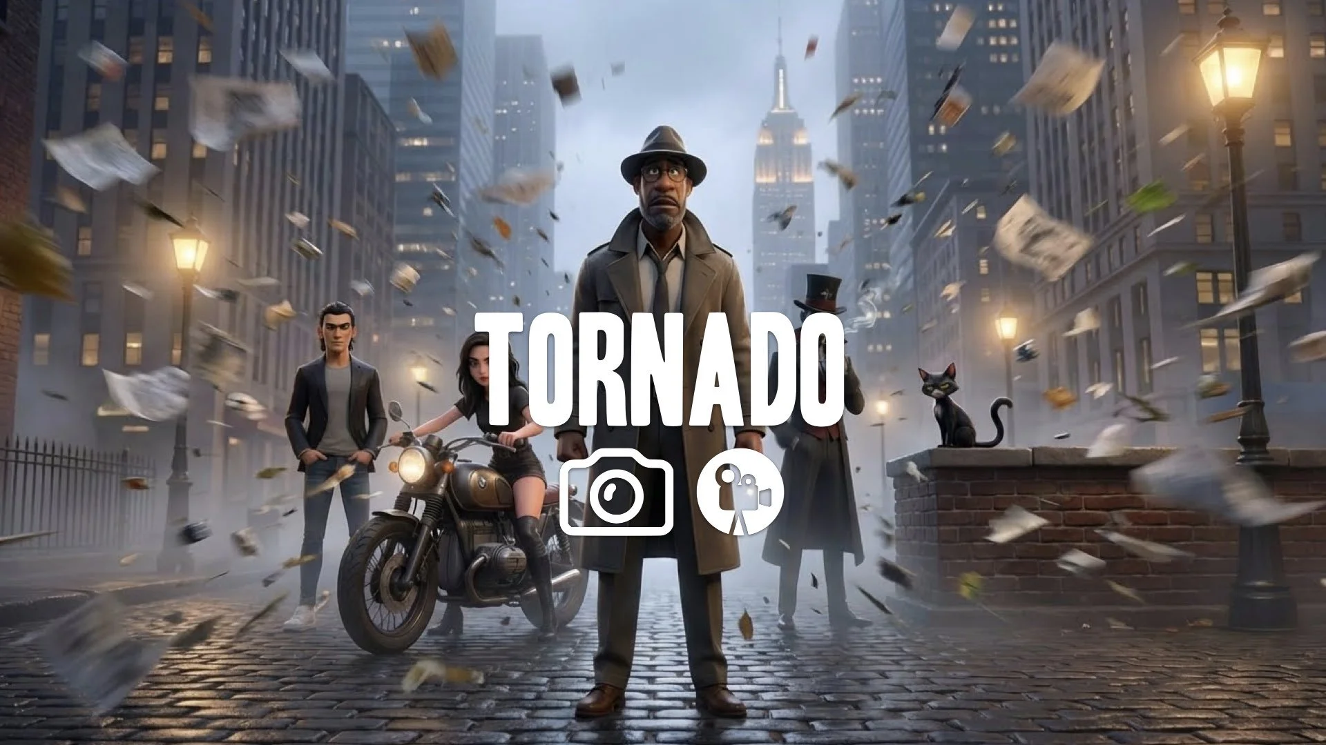 “Keep the character and style. Add debris flying through the air with intense motion.”