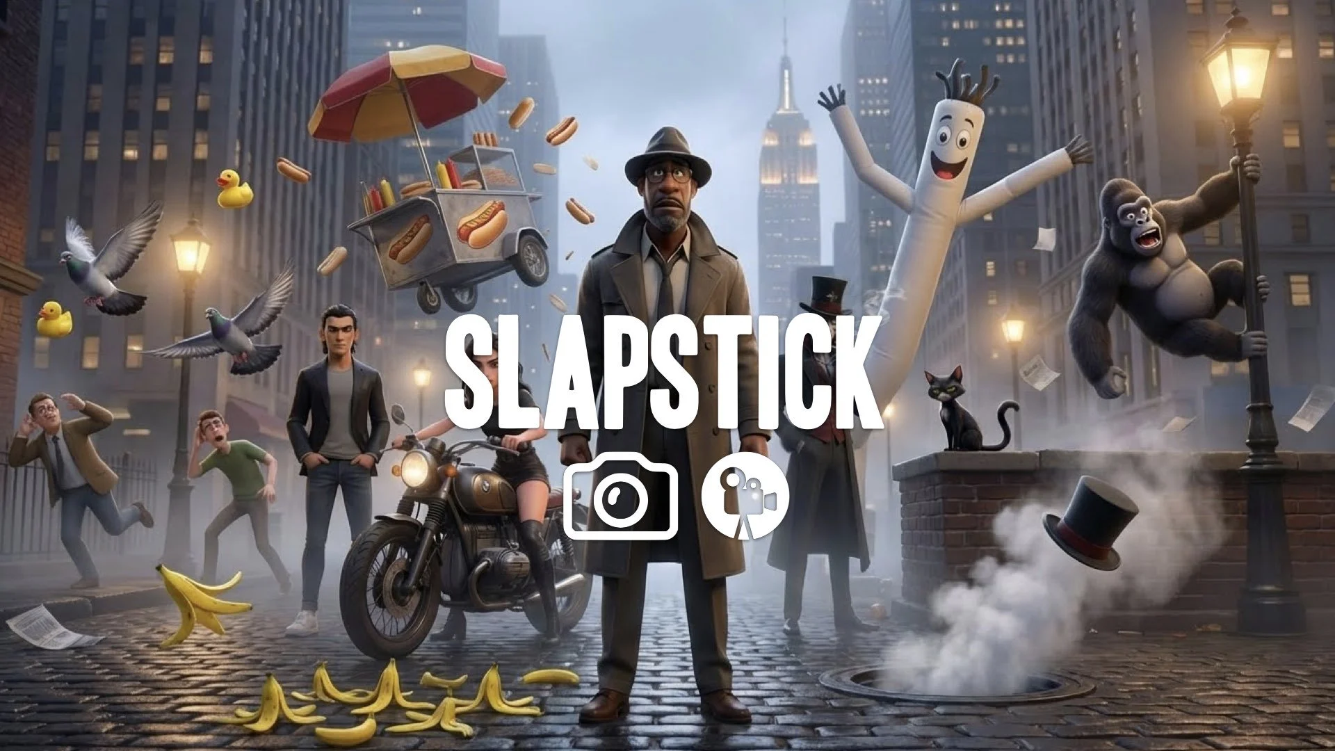 “Keep the character and style. Add dynamic motion or silly chaos around them.”