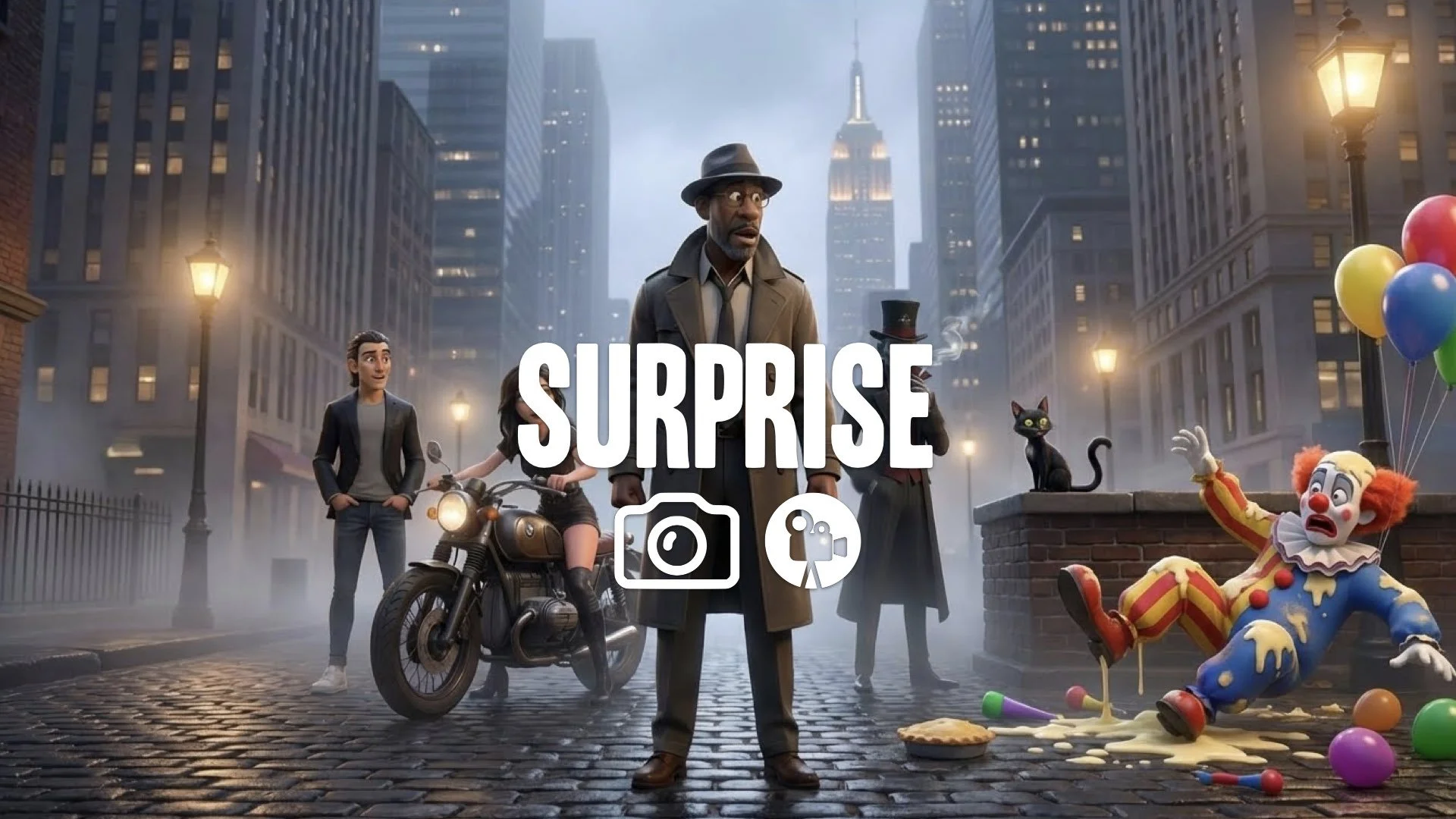 “Keep the character and style. Add a comedic reveal: something funny just outside the main frame.”