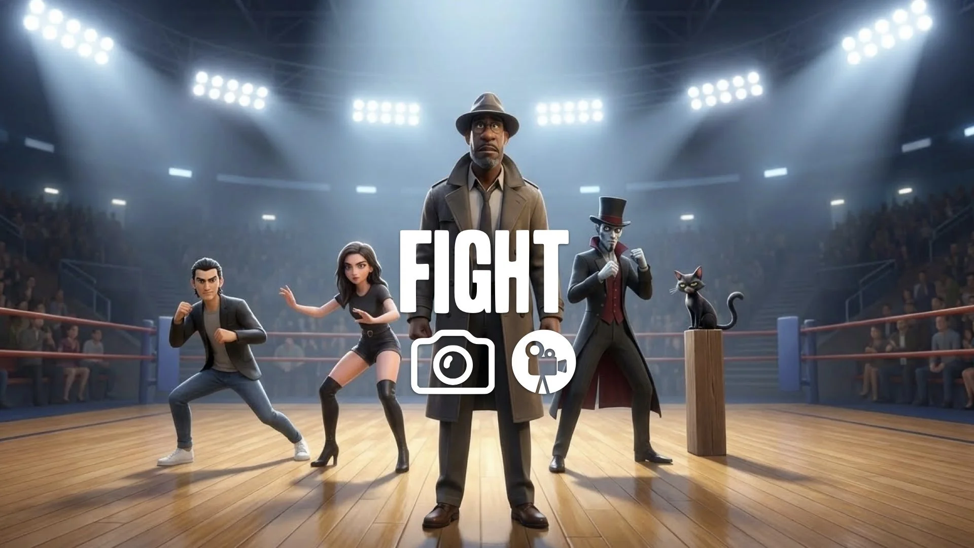 “Keep the character and original style. Repose them in a grounded Virtua Fighter martial arts stance, stable and precise, with clean lighting and an arena setting. No music.”