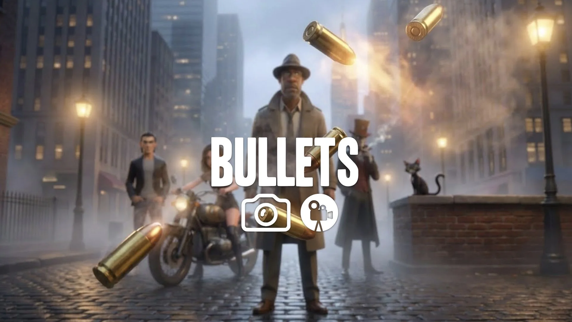 Slow-motion close-up of bullet casings flying through the air after a dramatic shot is fired. Heat haze, golden light, no music.