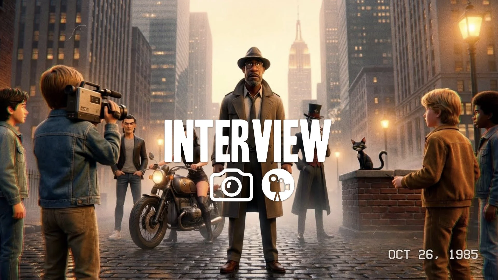 Nostalgic, grainy film stock look of kids filming a train, warm colors, lens distortion. 80s aesthetic, no music.