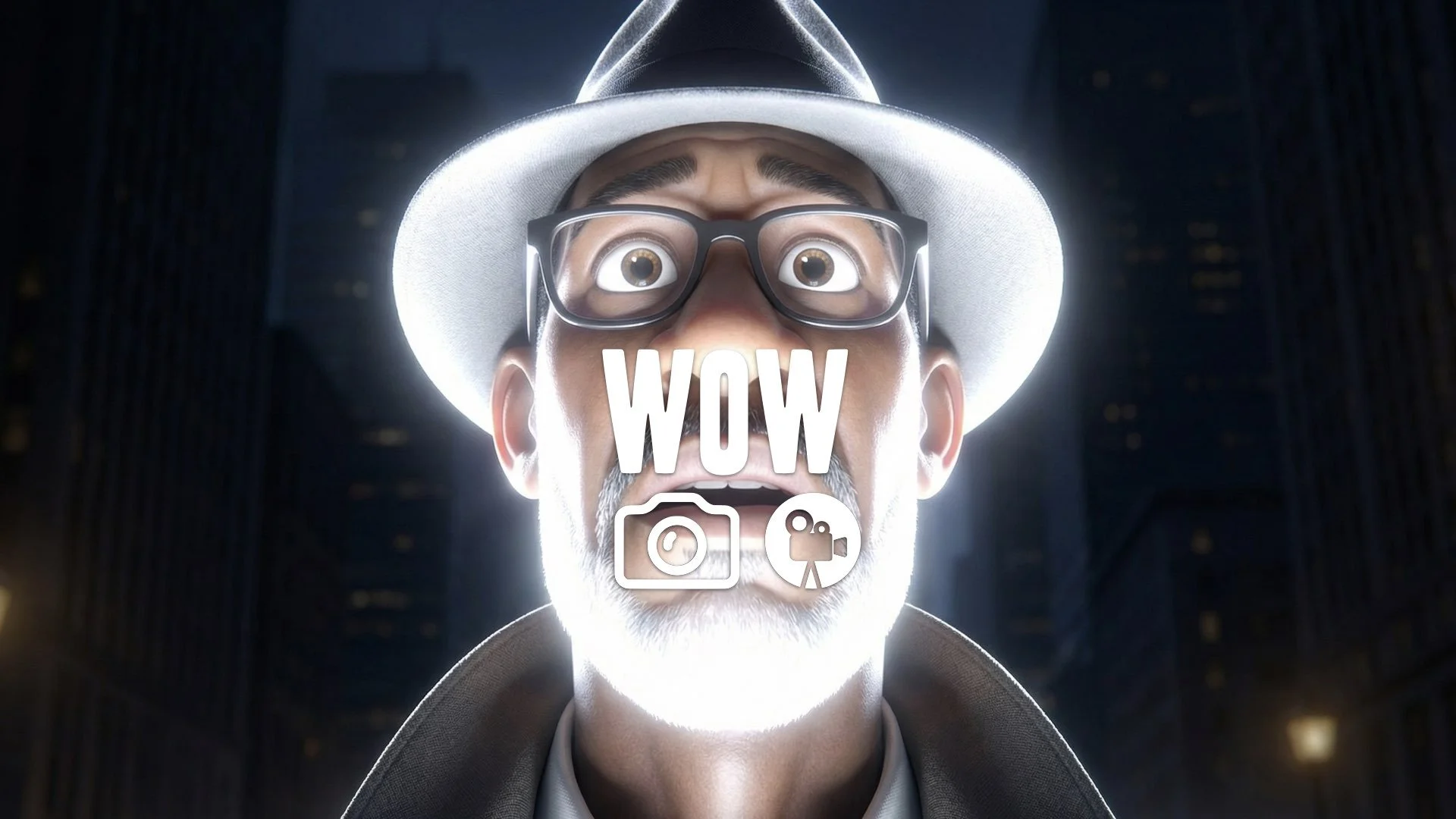 Low-angle shot of a face illuminated by an intensely bright, unseen light source off-screen. Wonder, pure light, no music.