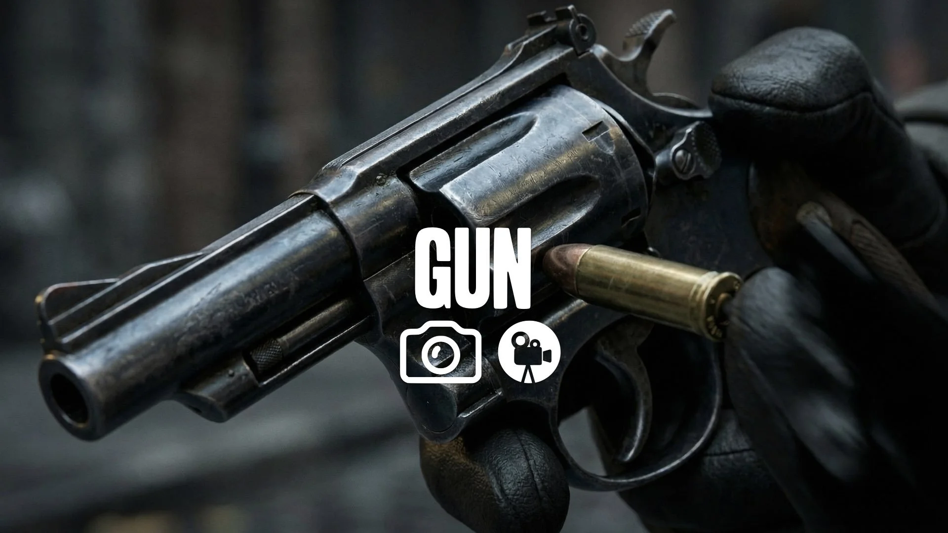 Extreme close-up of a handgun being loaded, emphasizing the metallic texture and dangerous weight. High stakes, no music.