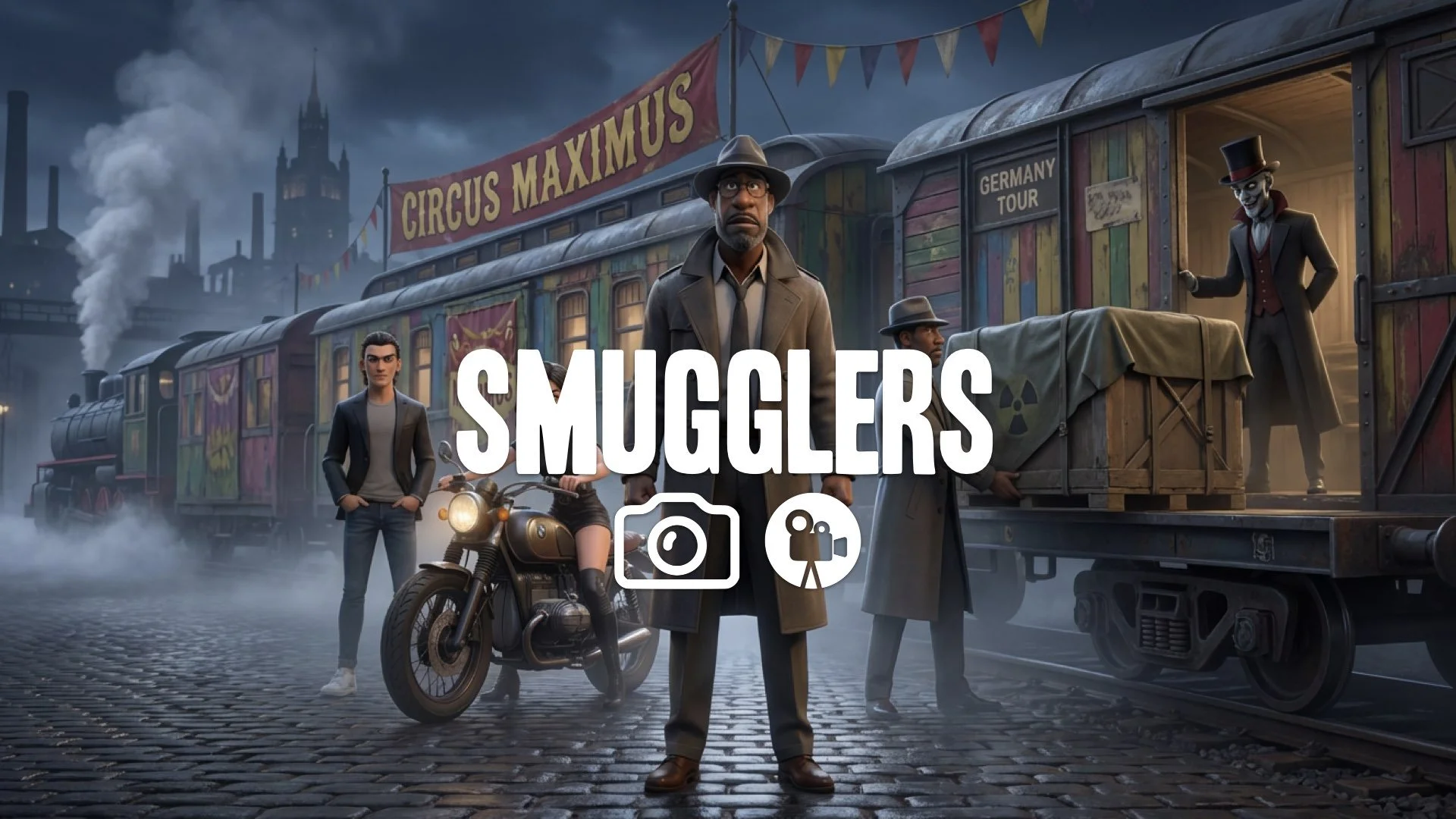 A circus train is used to smuggle a nuclear bomb into Germany. No music