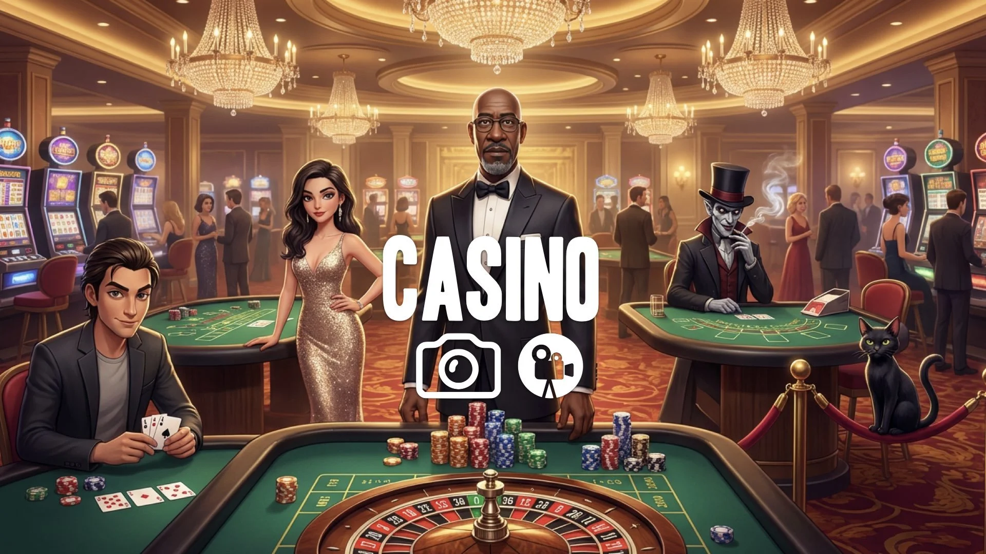 Las Vegas casino glamour and high-stakes games. No music