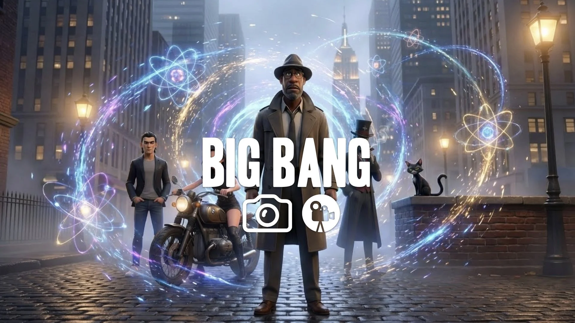 * Physics particles swirling abstract energy sparks atoms colliding quantum realm visual no music