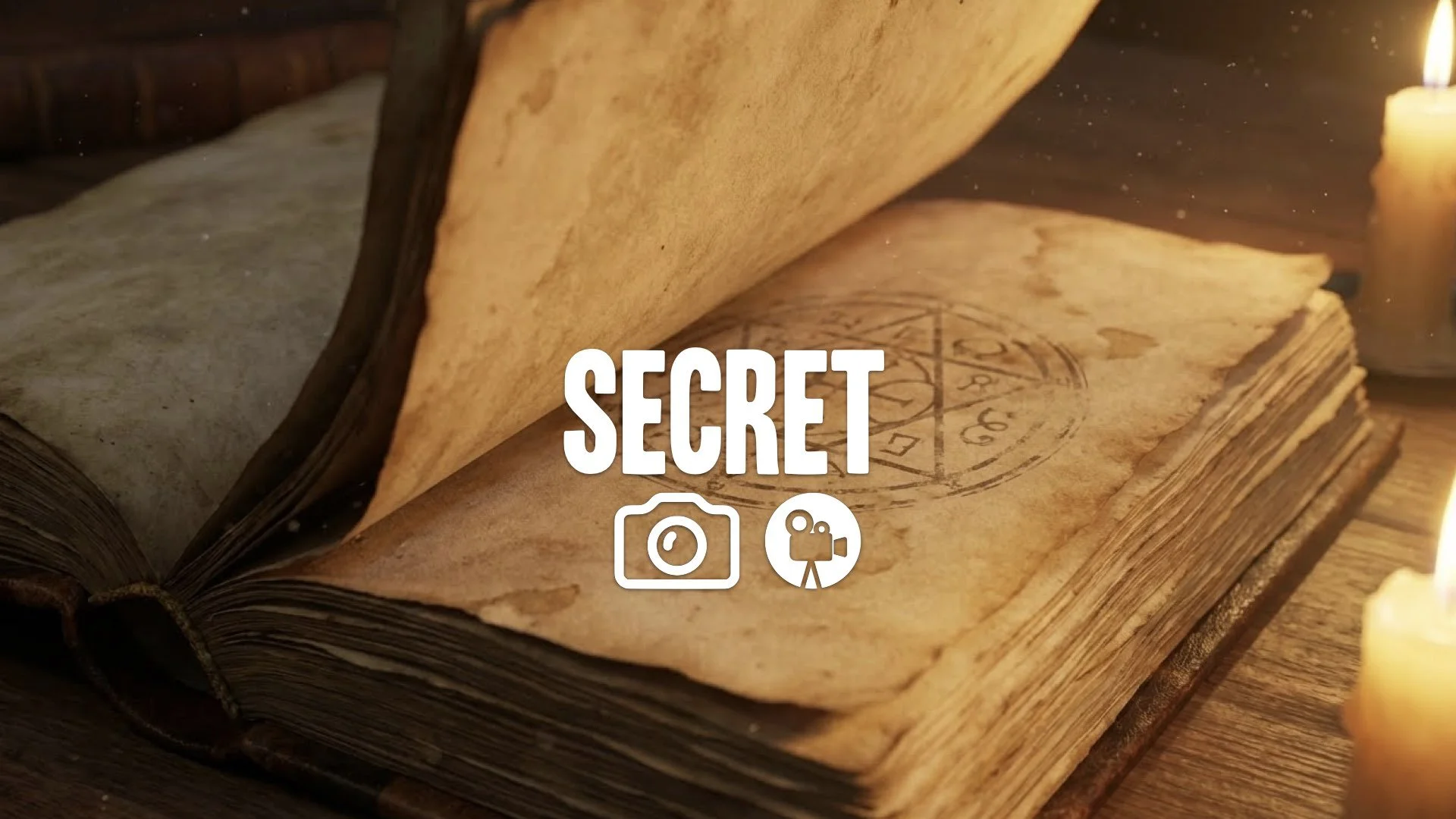 1. Library ancient book turning pages dust old paper texture secret symbol candlelight macro no music