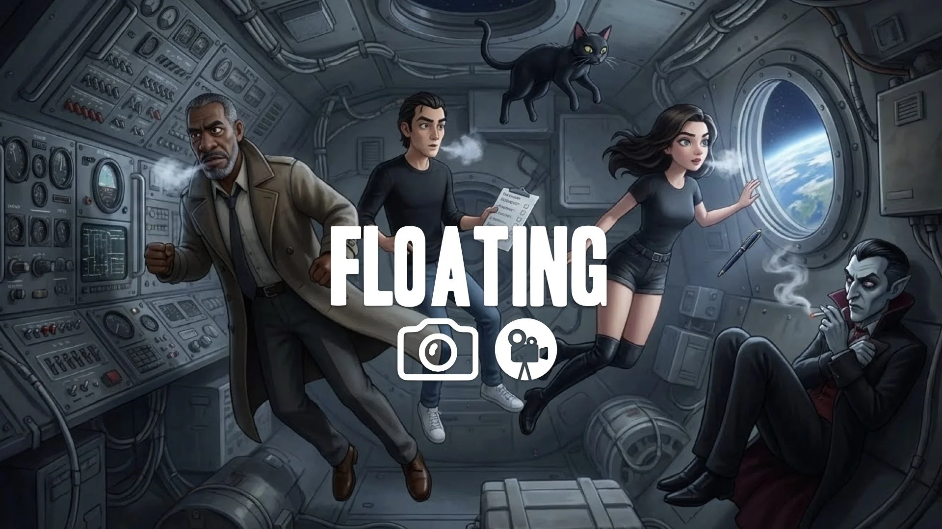 1. Command module interior zero gravity floating pen checklist astronauts cramped cold breath no music