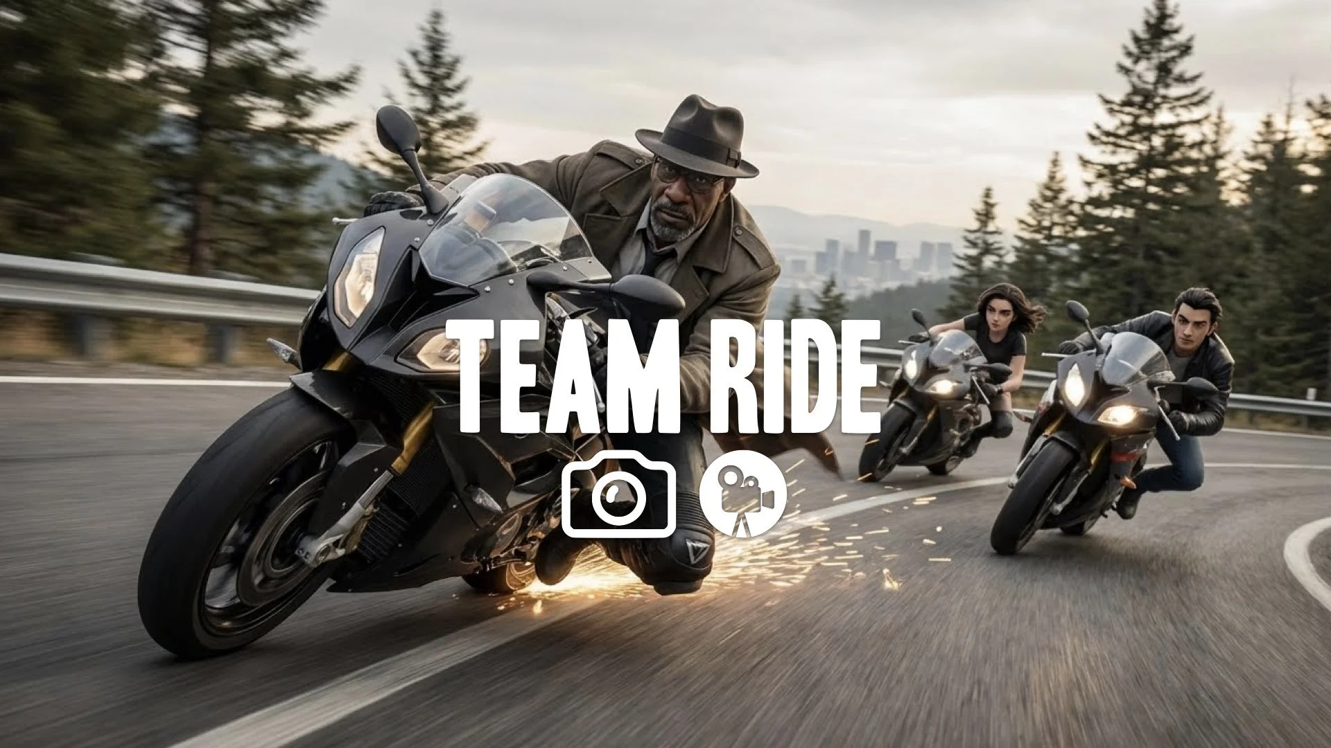 1. High speed motorcycle chase winding mountain roads leaning turns sparks knee dragging no music