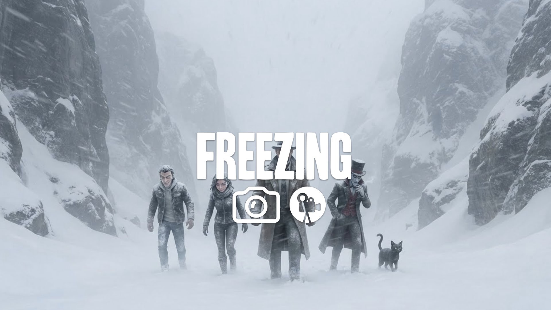 1. Fellowship trudging through deep snow mountain pass blizzard wind whiteout struggle epic scale no music