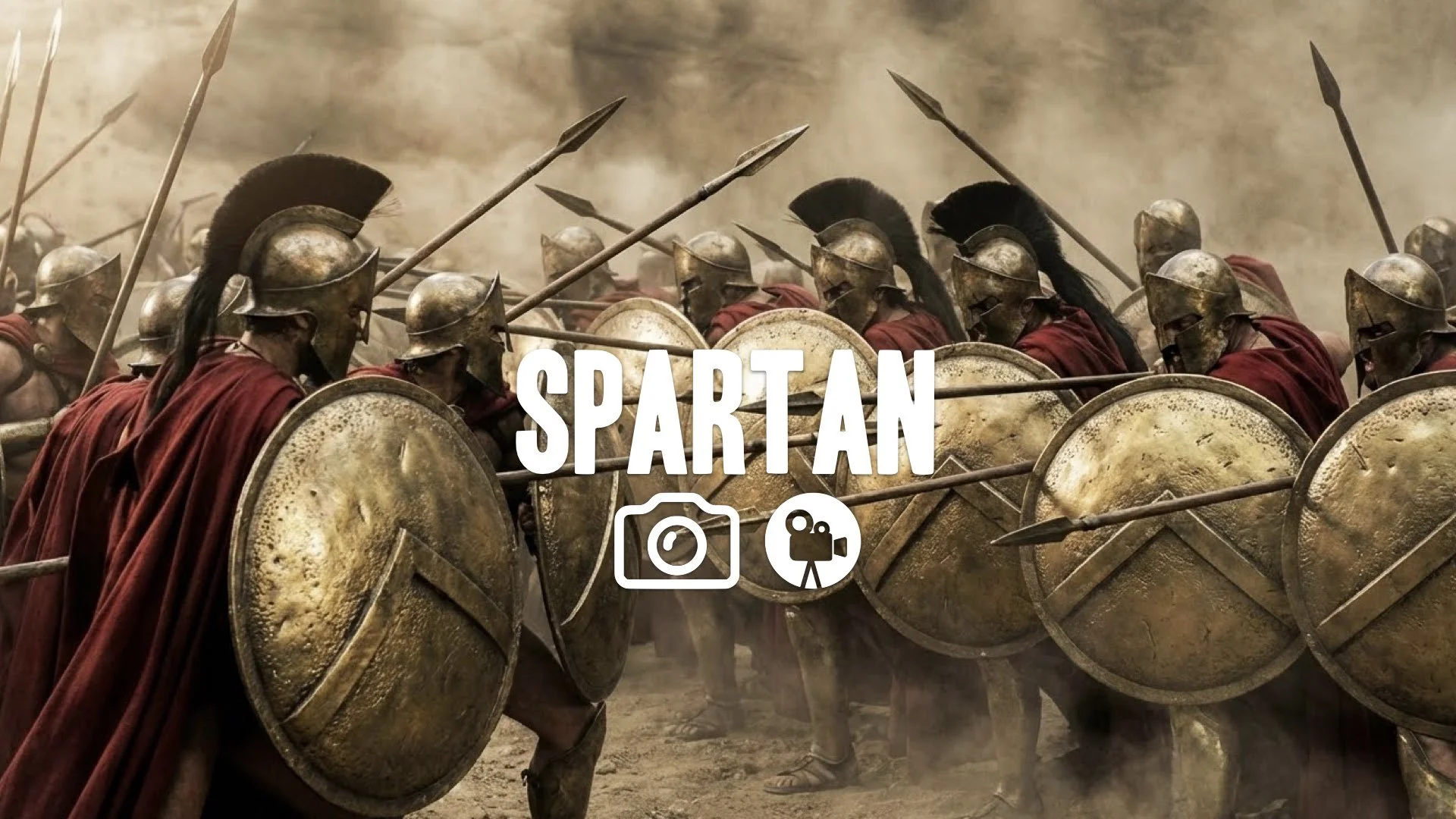 1. Phalanx formation shields locked gold bronze texture spears thrusting battle dust crimson capes no music